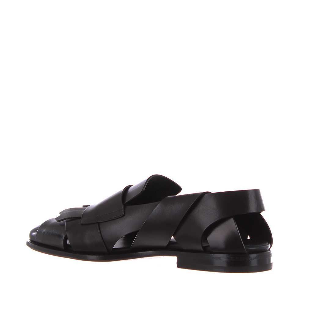 Santoni sandalo in pelle con double monk strap da uomo