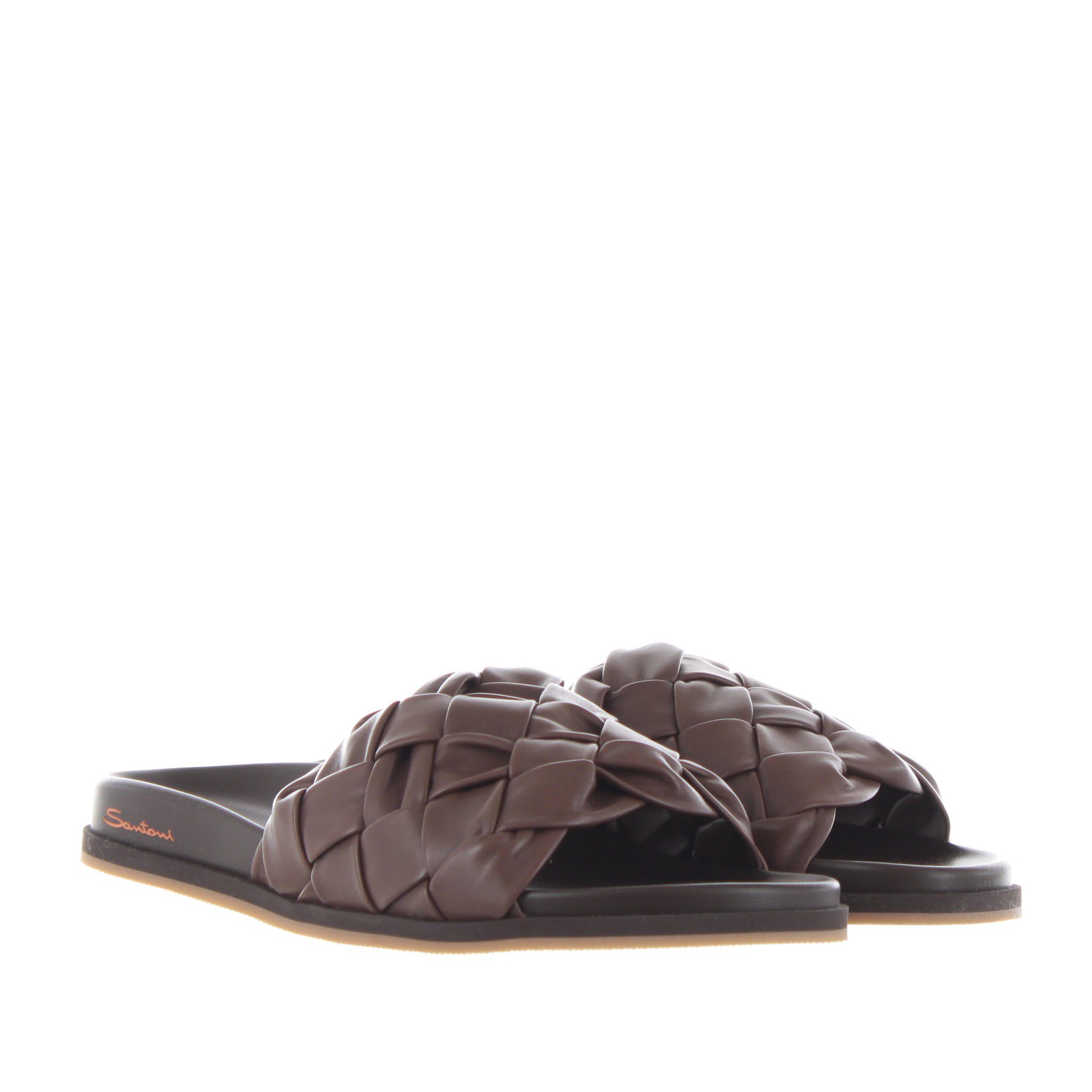 Santoni sandalo in pelle intrecciata da uomo
