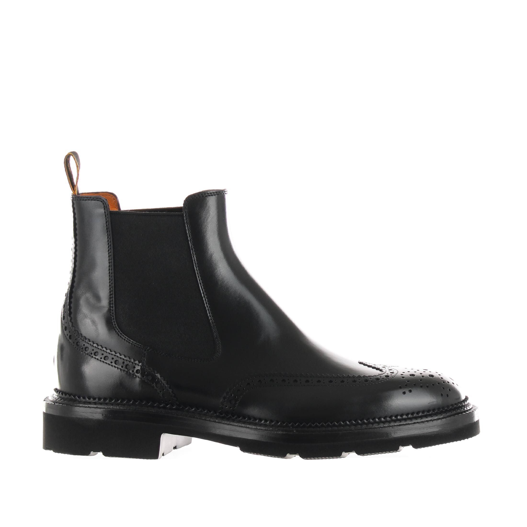 Santoni stivaletto in pelle brogue da uomo