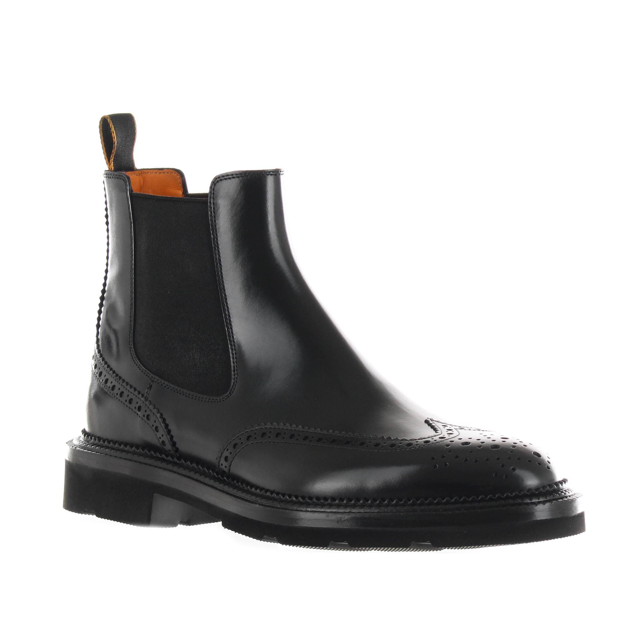 Santoni stivaletto in pelle brogue da uomo