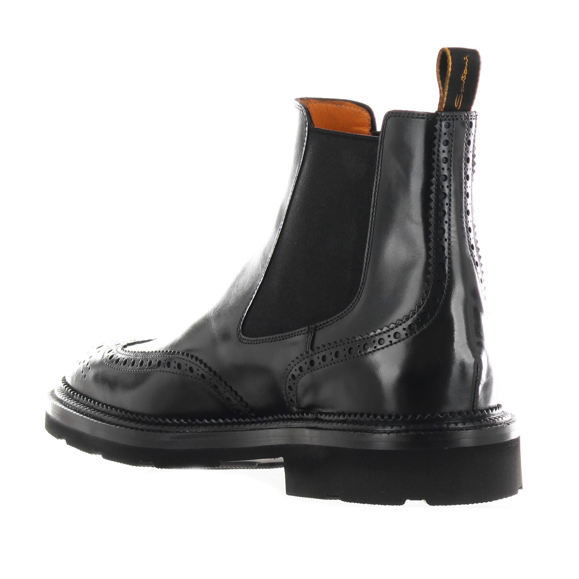 Santoni stivaletto in pelle brogue da uomo