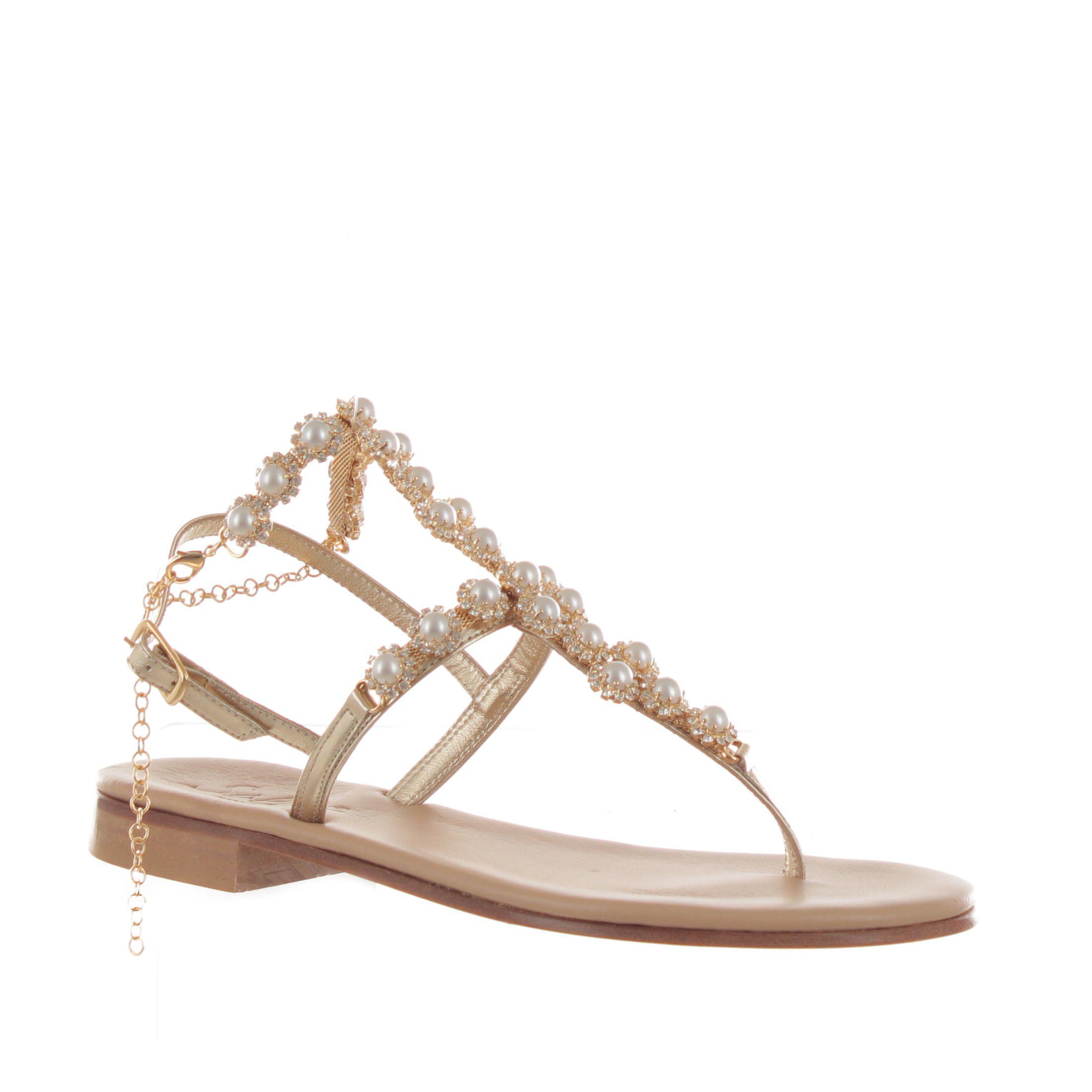 Soleae n pelle con accessorio strass  da donna