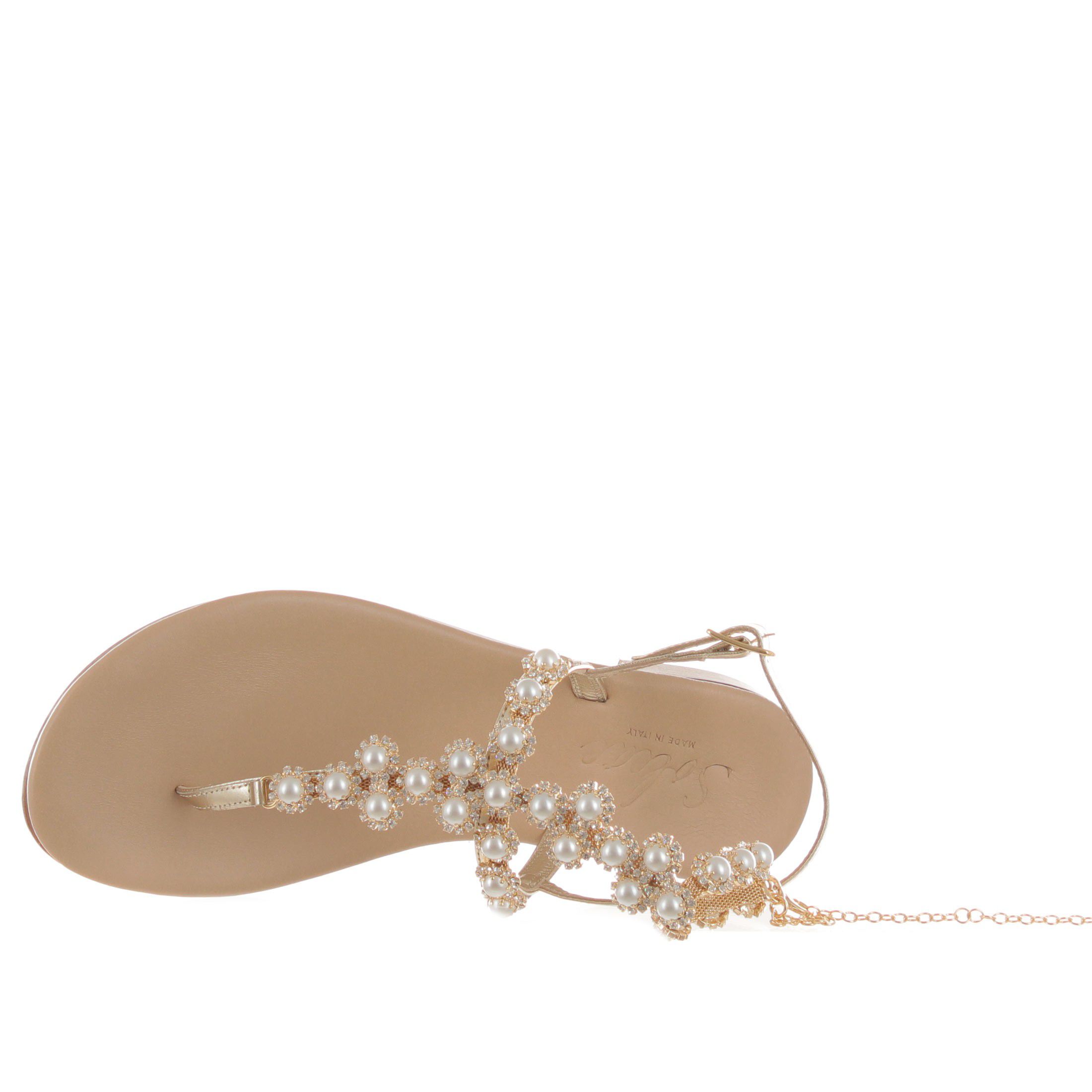 Soleae n pelle con accessorio strass  da donna
