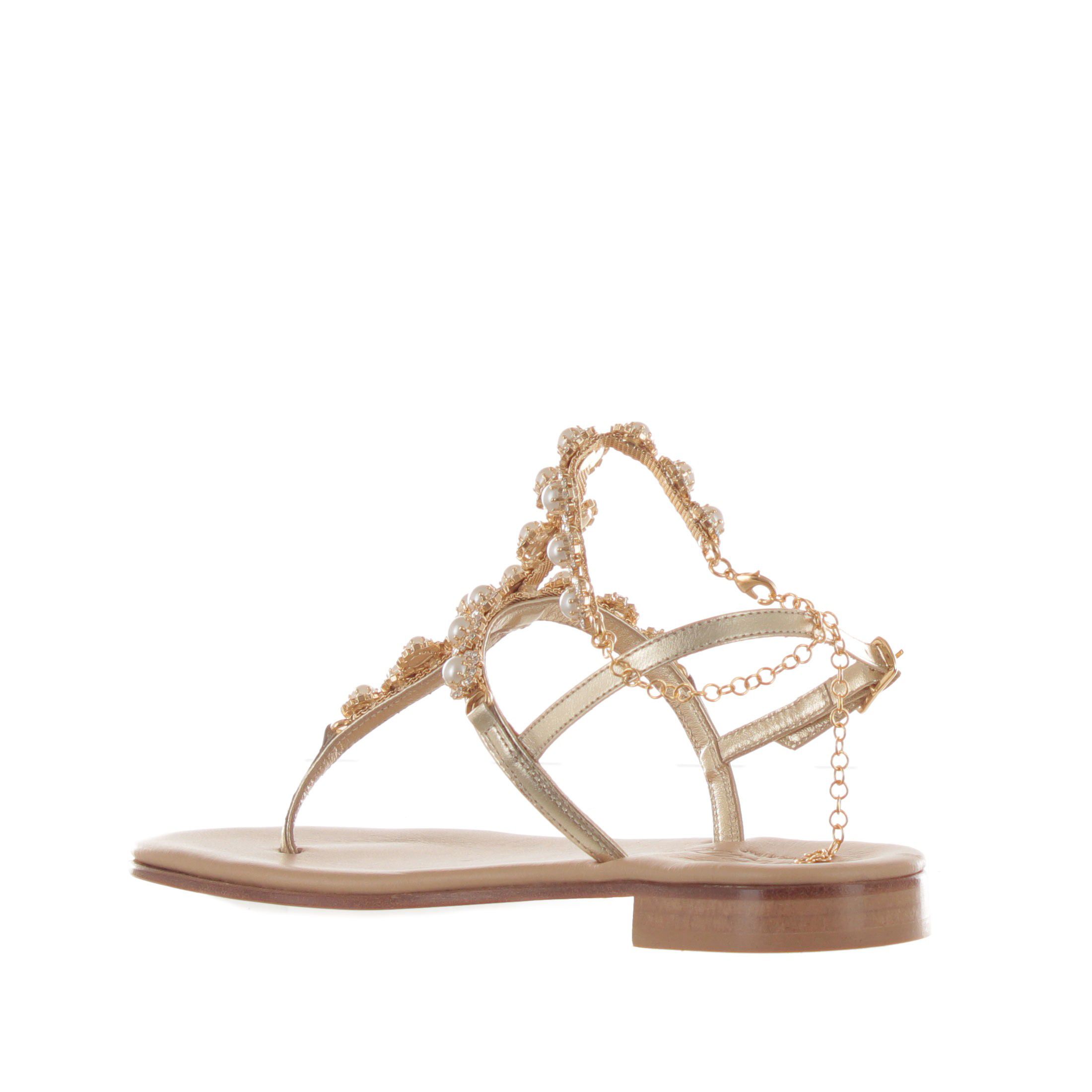 Soleae n pelle con accessorio strass  da donna
