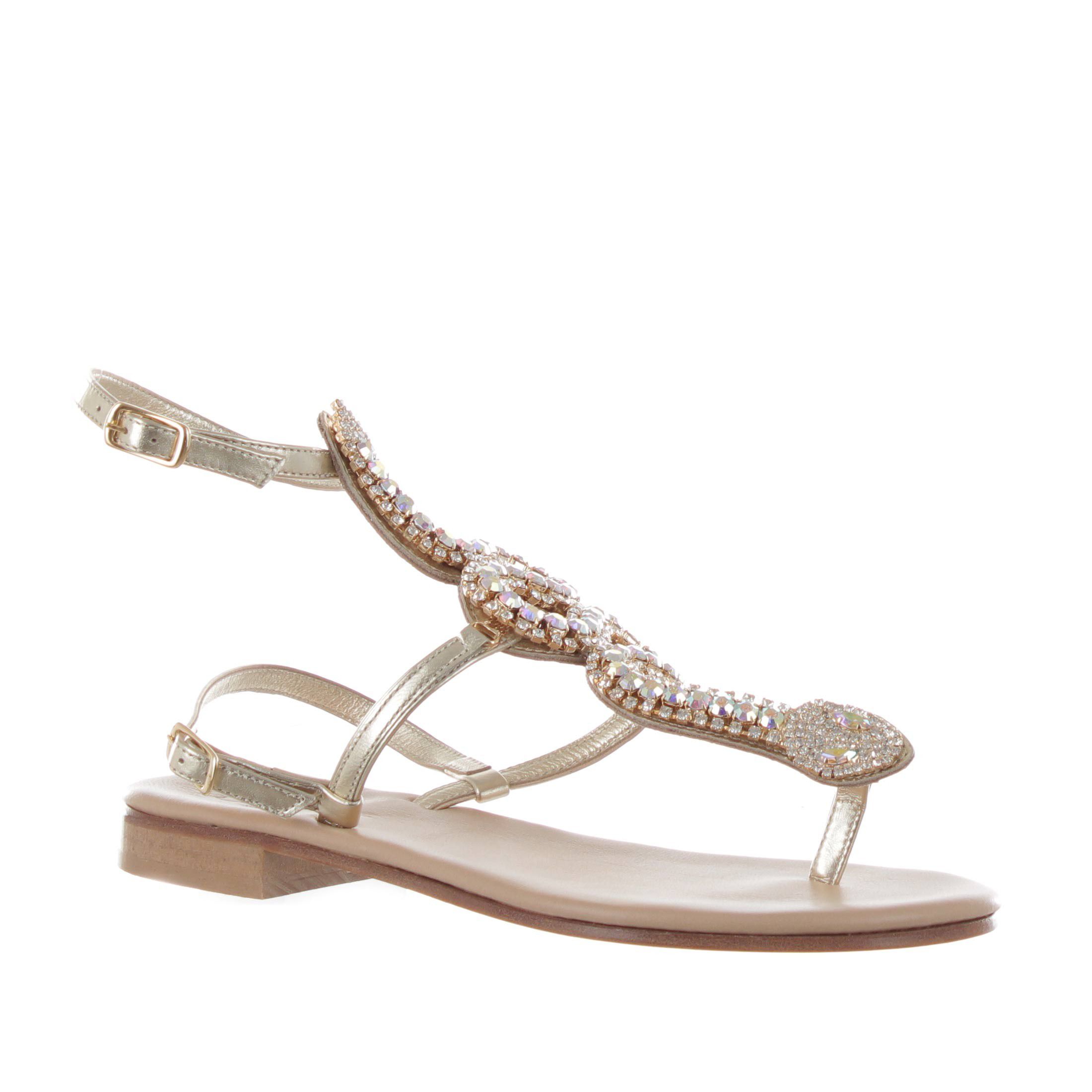 Soleae sandalo positano in pelle con accessorio strass  da donna
