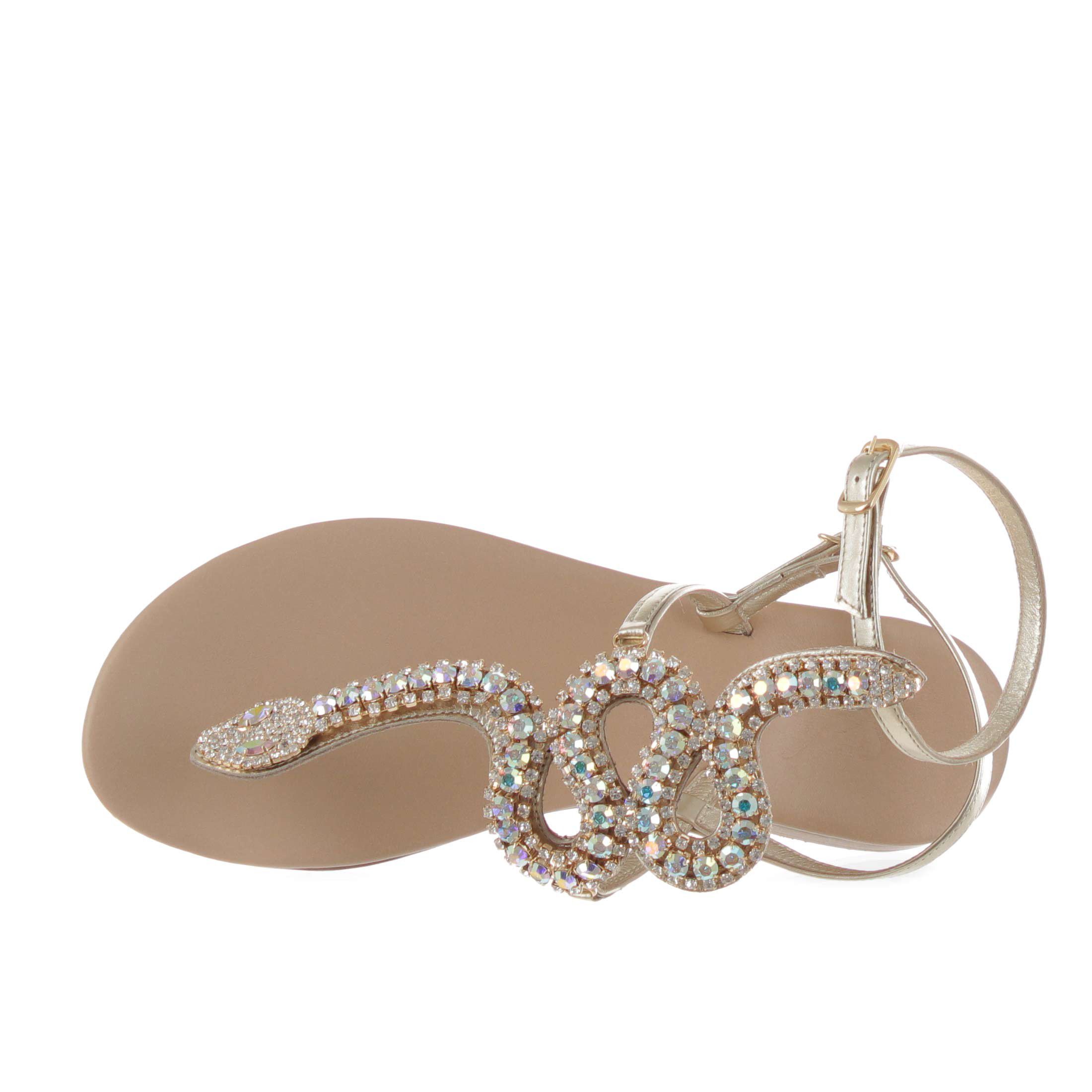 Soleae sandalo positano in pelle con accessorio strass  da donna