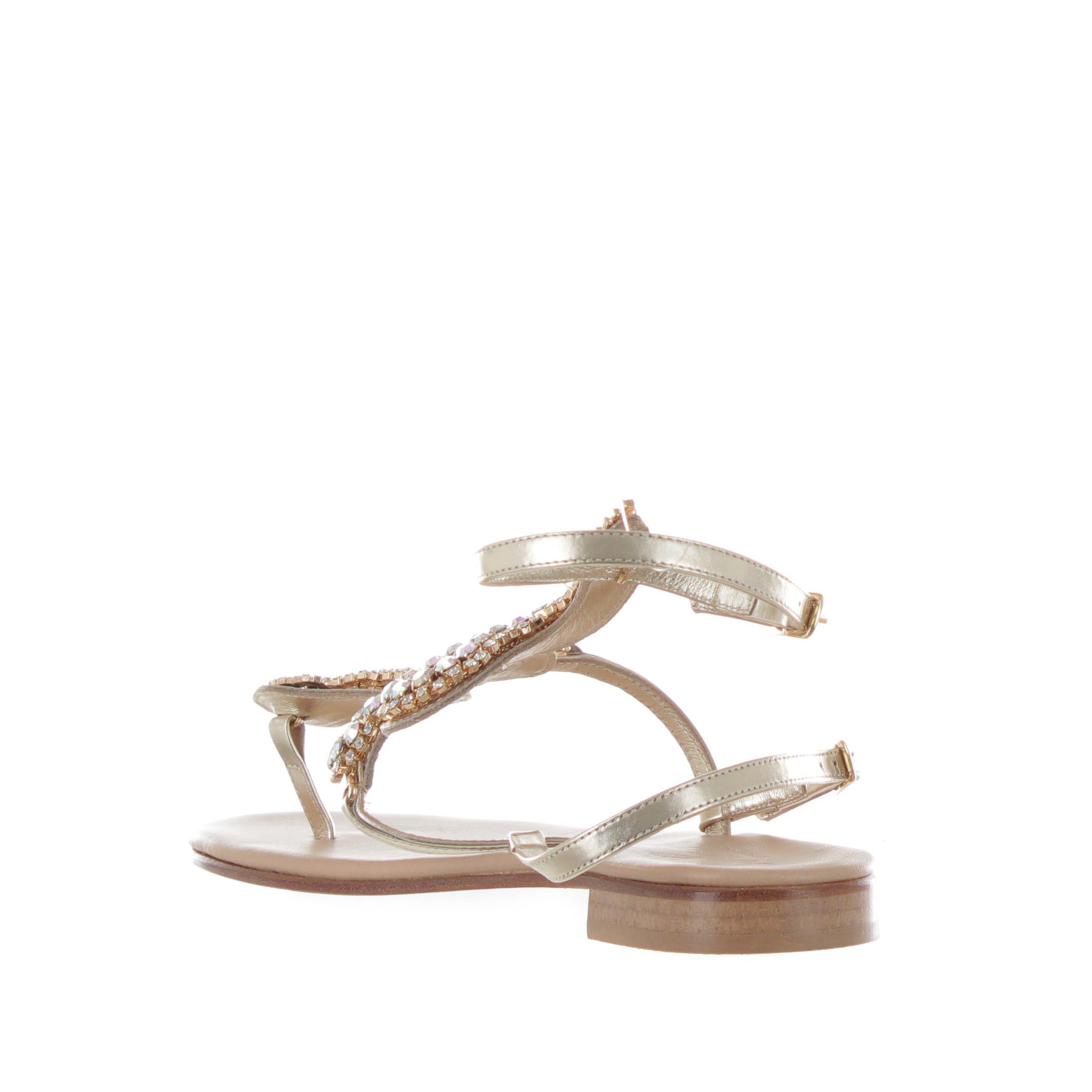 Soleae sandalo positano in pelle con accessorio strass  da donna