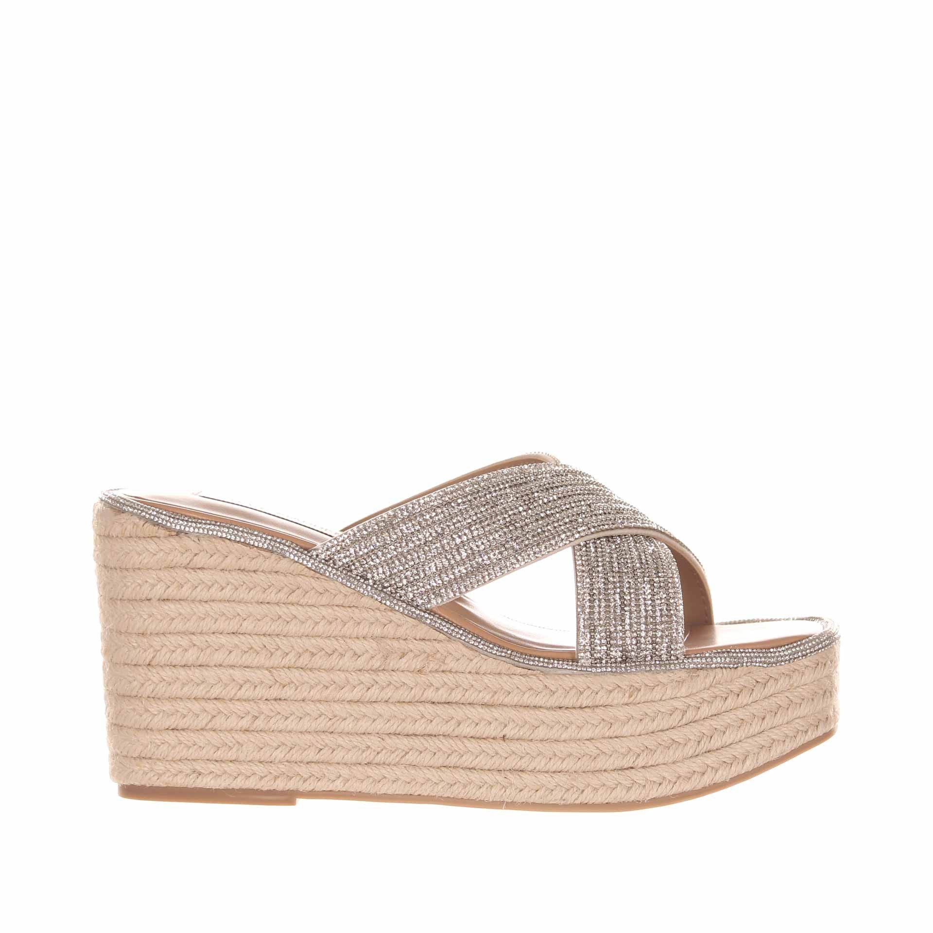 Steve madden sabot di strass con zeppa in corda da donna