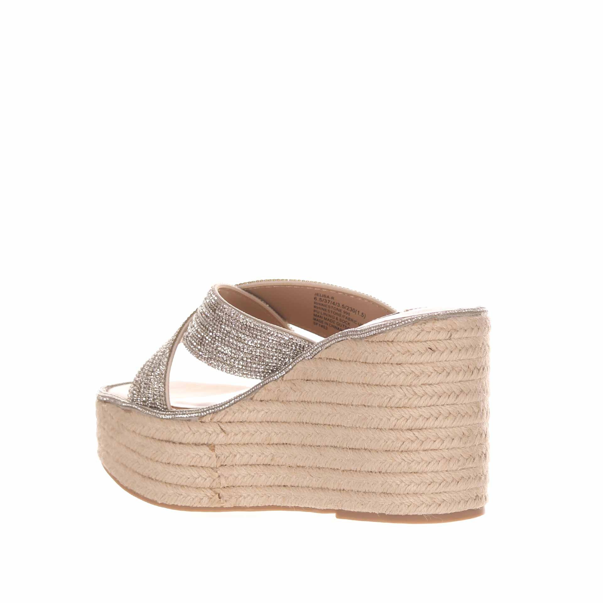 Steve madden sabot di strass con zeppa in corda da donna