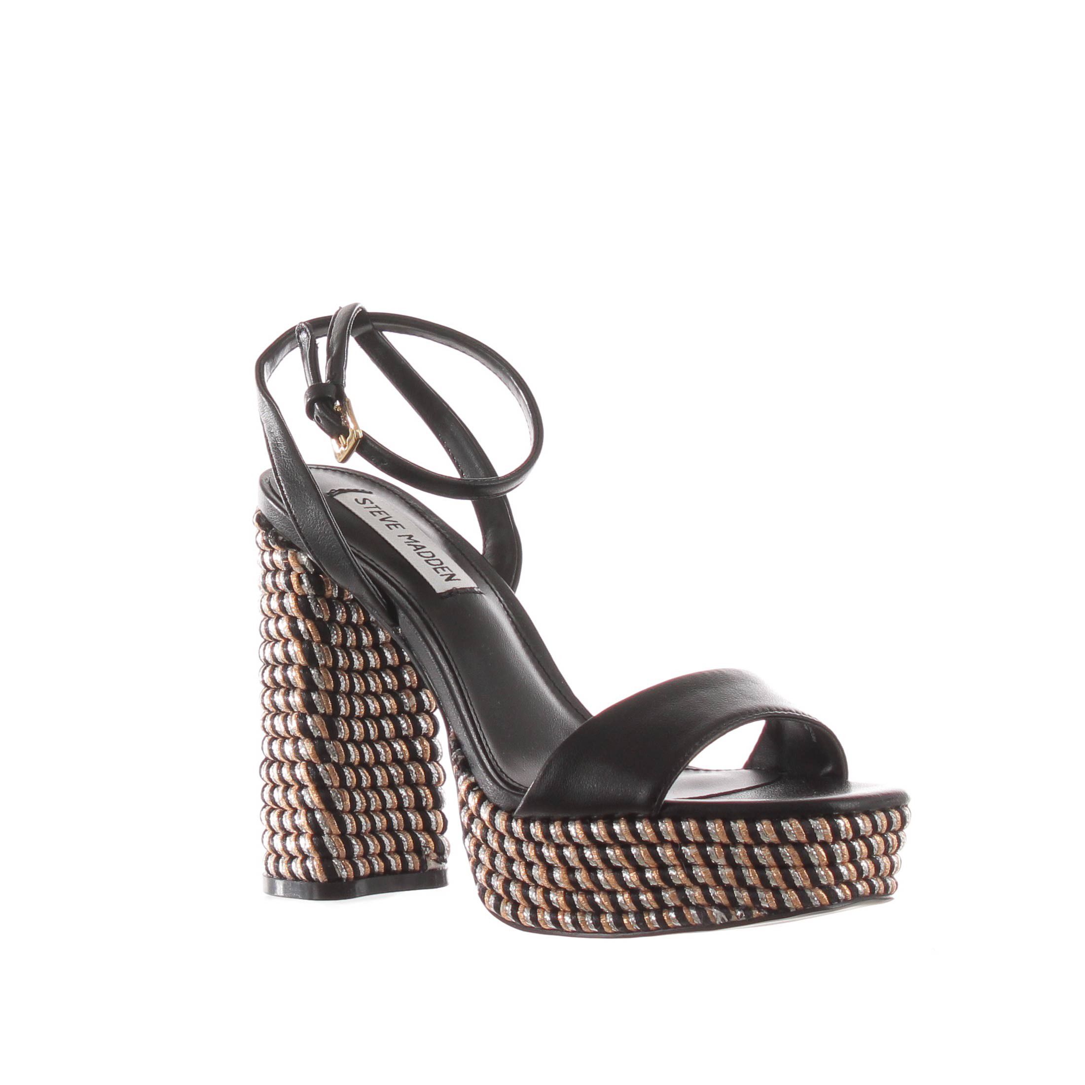 Steve madden sandalo platform in pelle con intreccio da donna