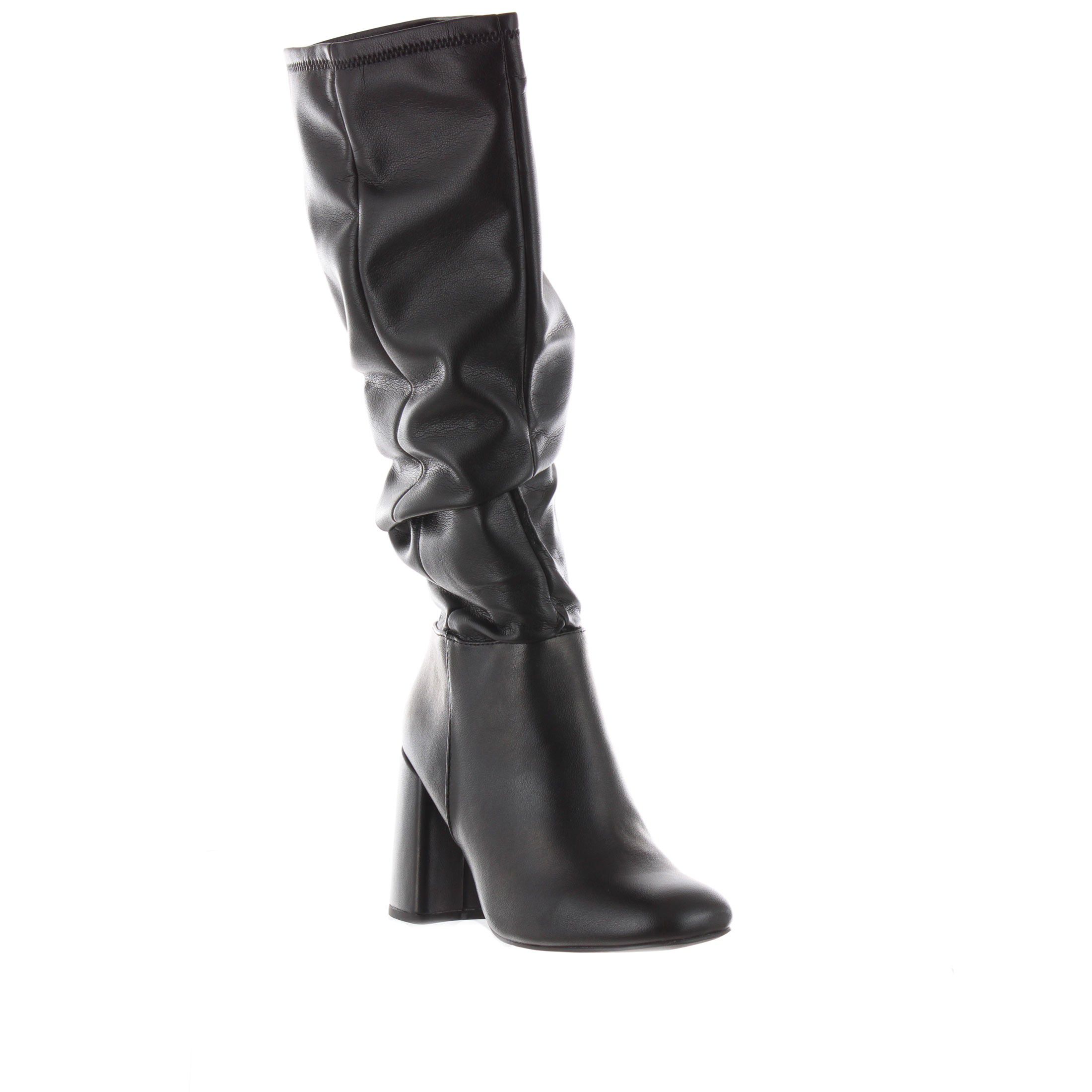 Steve madden stivale in pelle con tacco e gambale morbido da donna