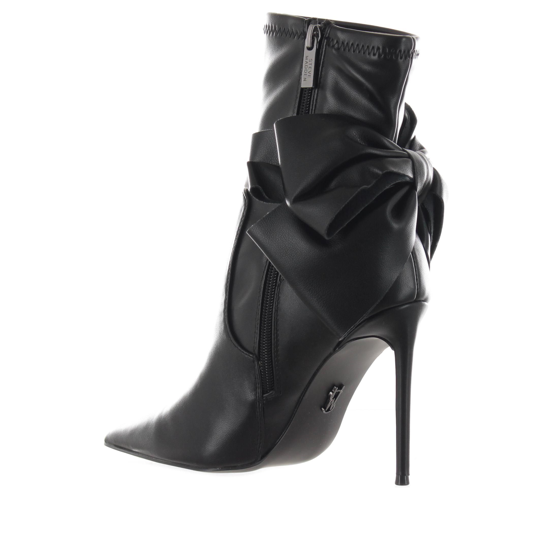 Steve madden tronchetto in pelle con fiocco decorativo da donna