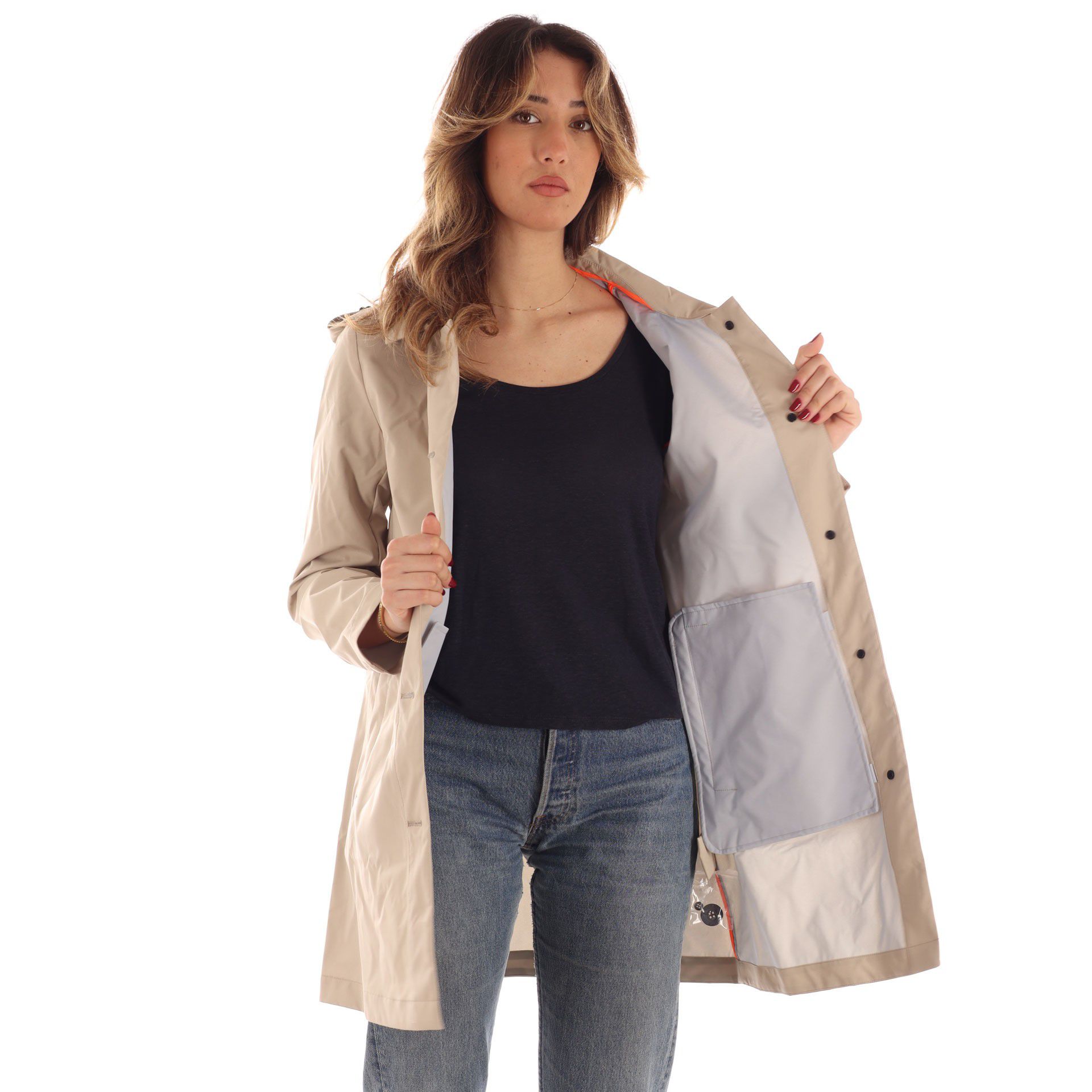 Suns trench crocetta in tessuto idrorepellente da donna