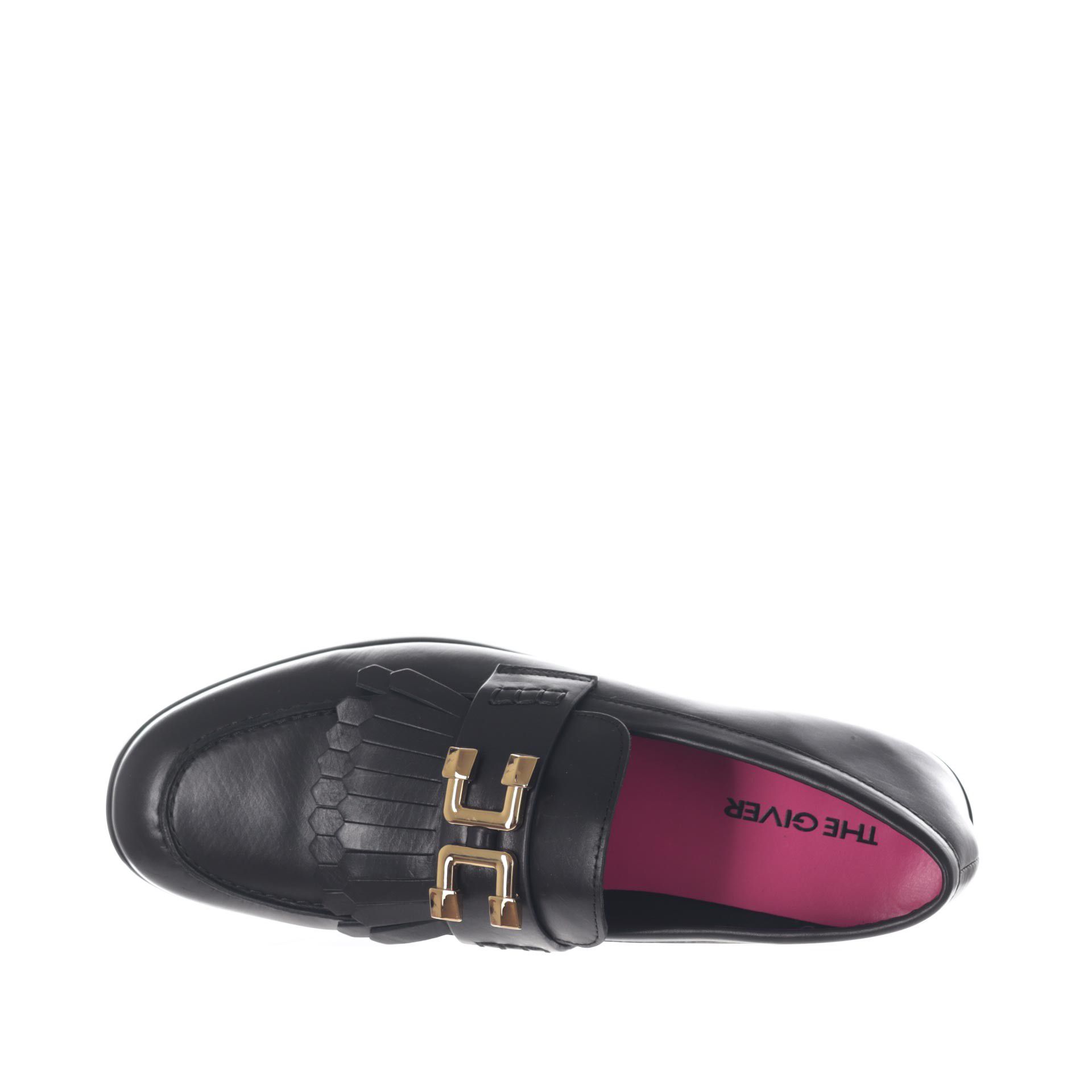 The giver mocassino in pelle con frangia e morsetto da donna