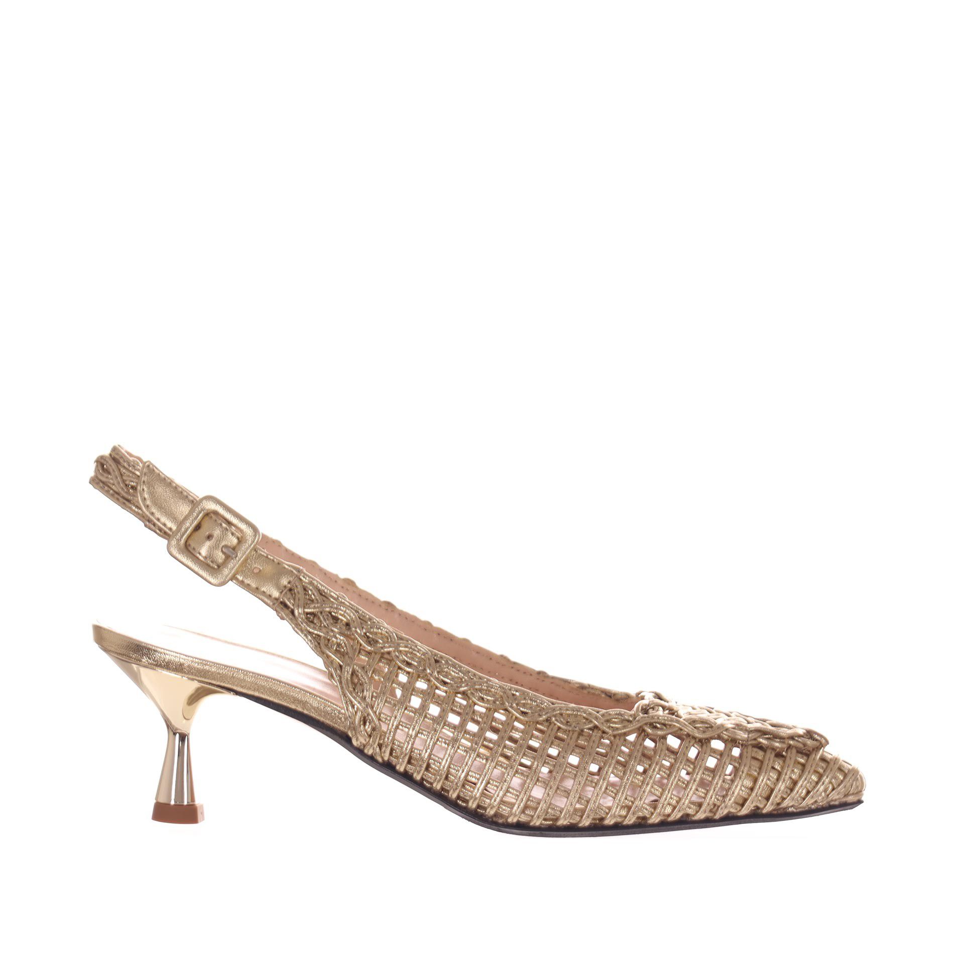 Tiffi ballerina slingback in pelle laminata con ricamo da donna