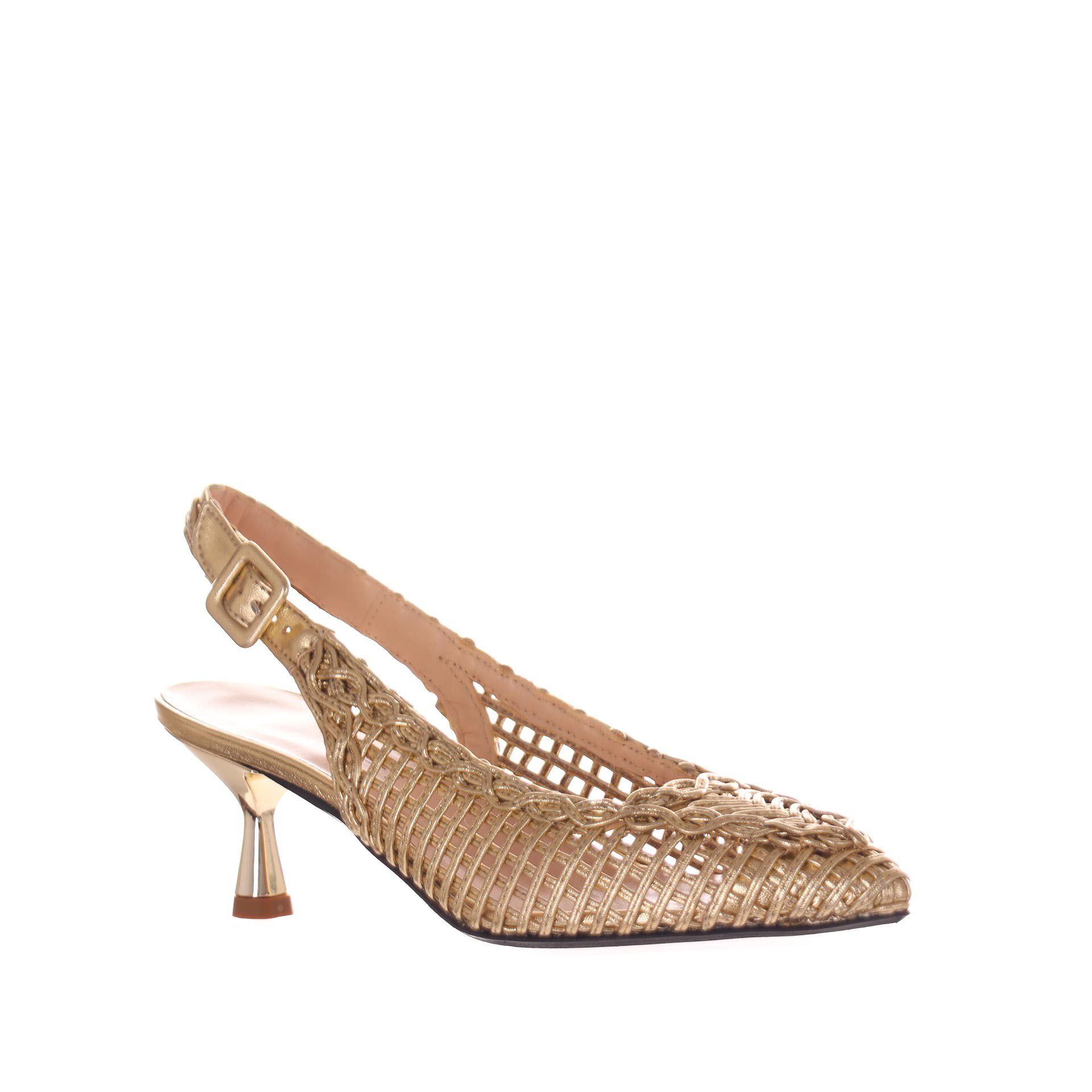 Tiffi ballerina slingback in pelle laminata con ricamo da donna