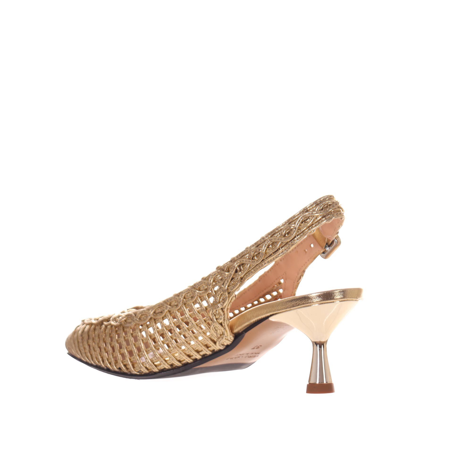 Tiffi ballerina slingback in pelle laminata con ricamo da donna
