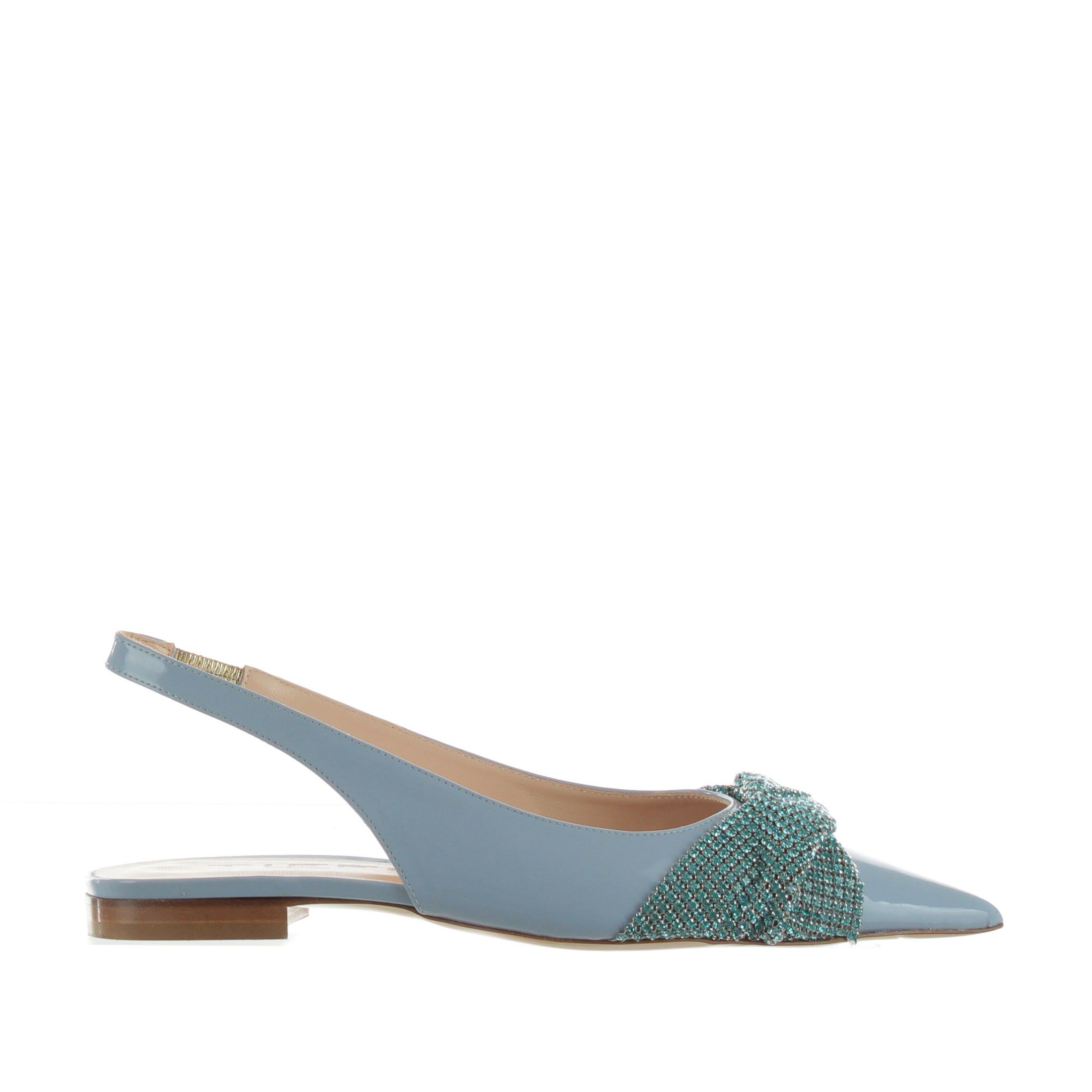 Tiffi ballerina slingback in vernice con strass da donna