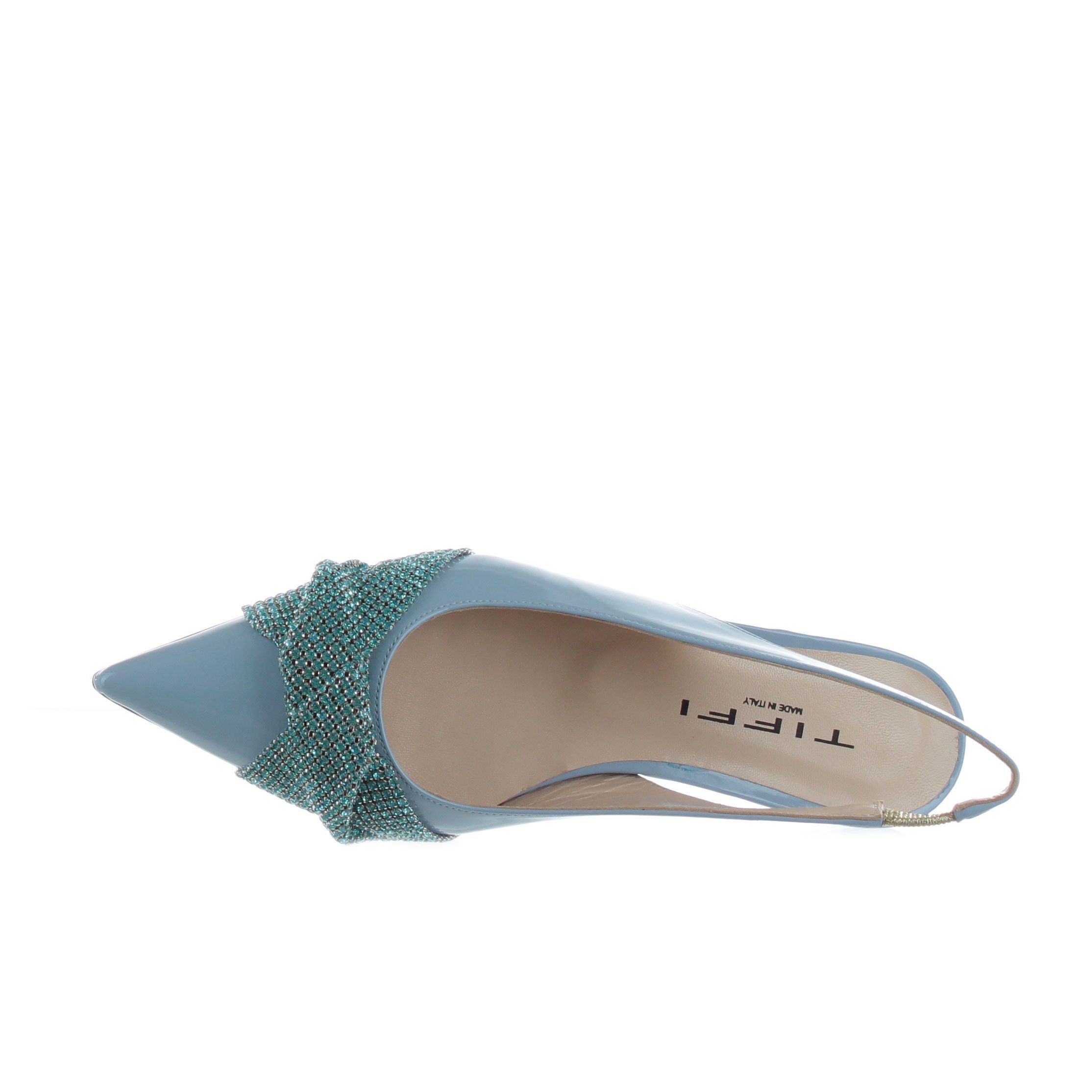 Tiffi ballerina slingback in vernice con strass da donna