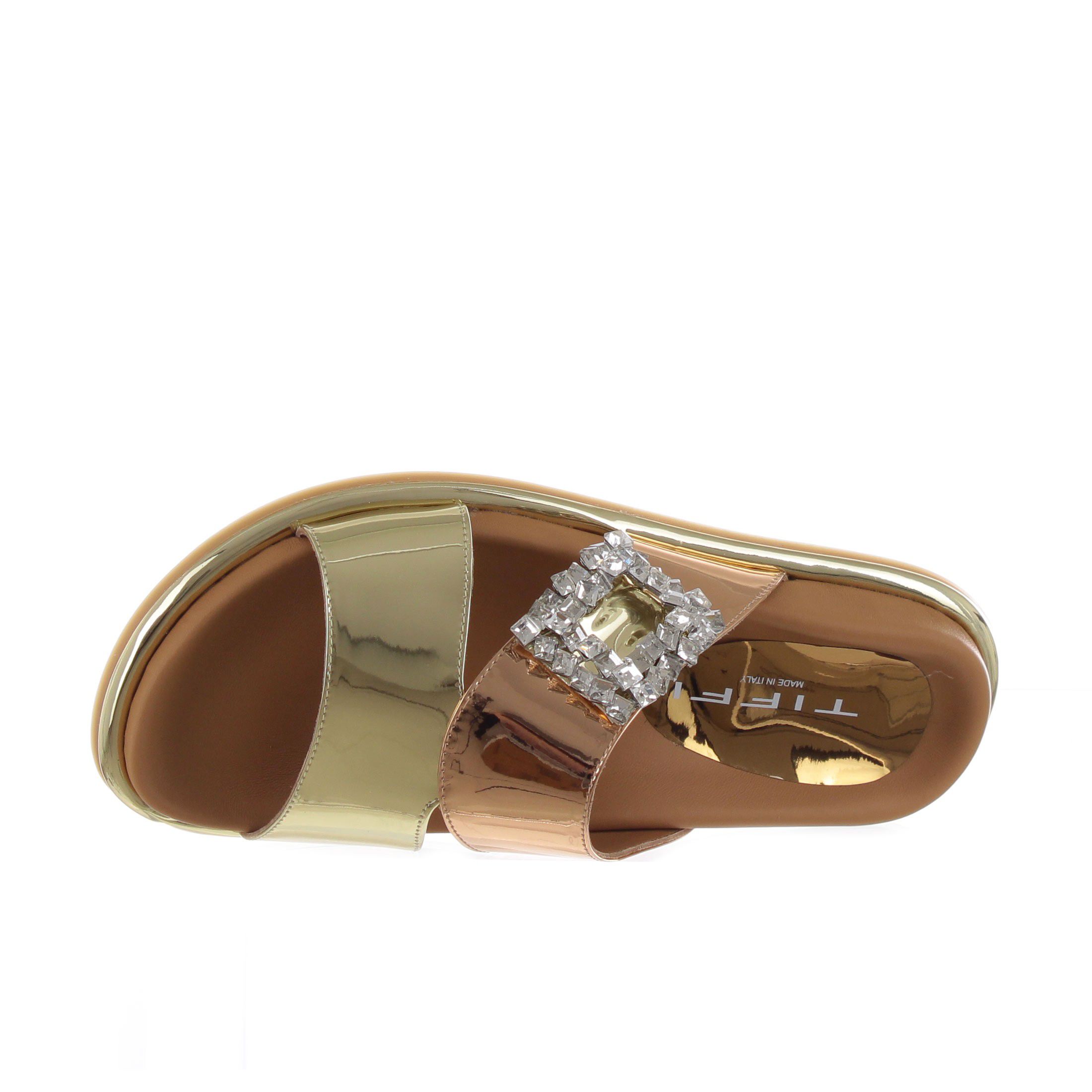 Tiffi ciabatta in pelle specchiata da donna