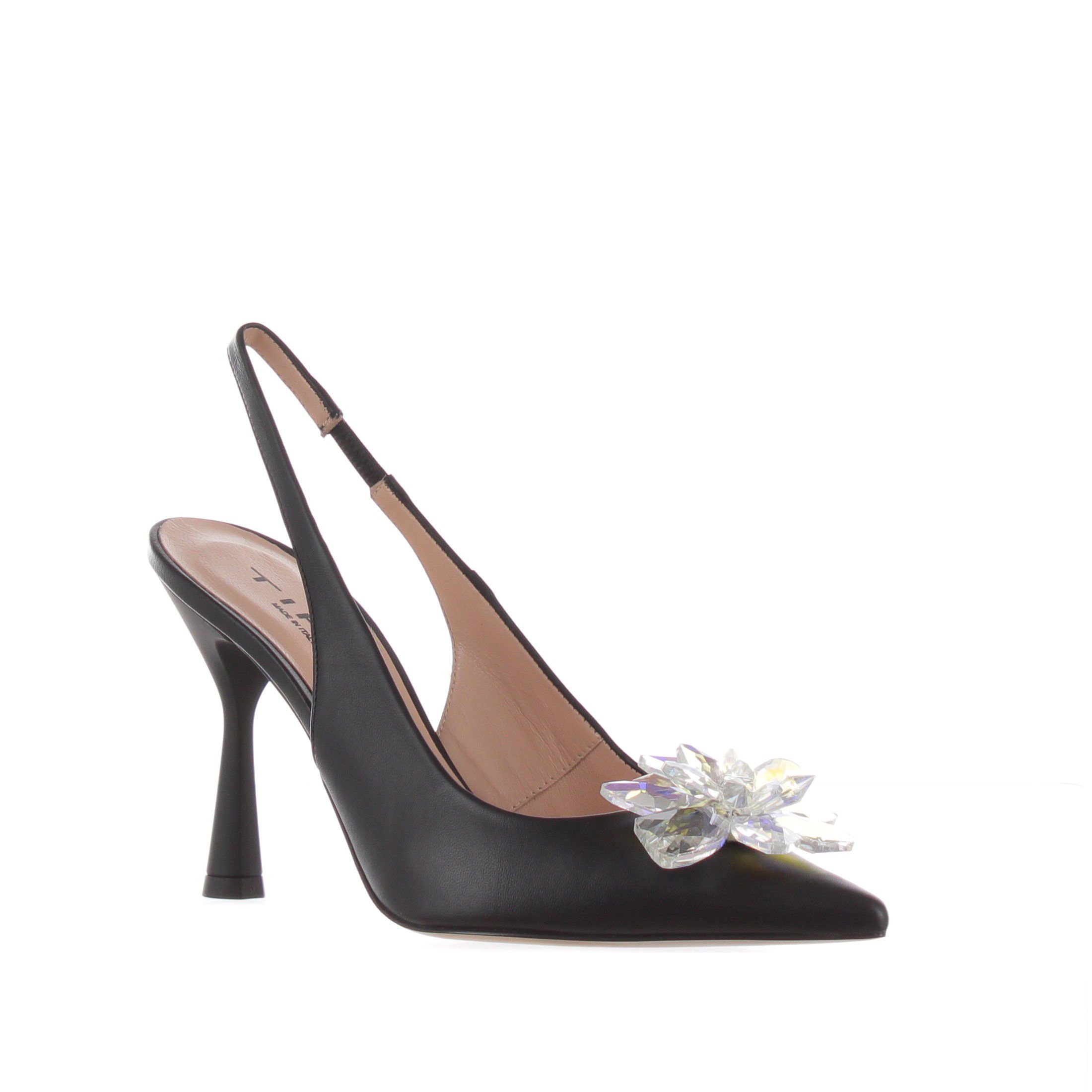 Tiffi décolleté slingback in nappa con fiore da donna