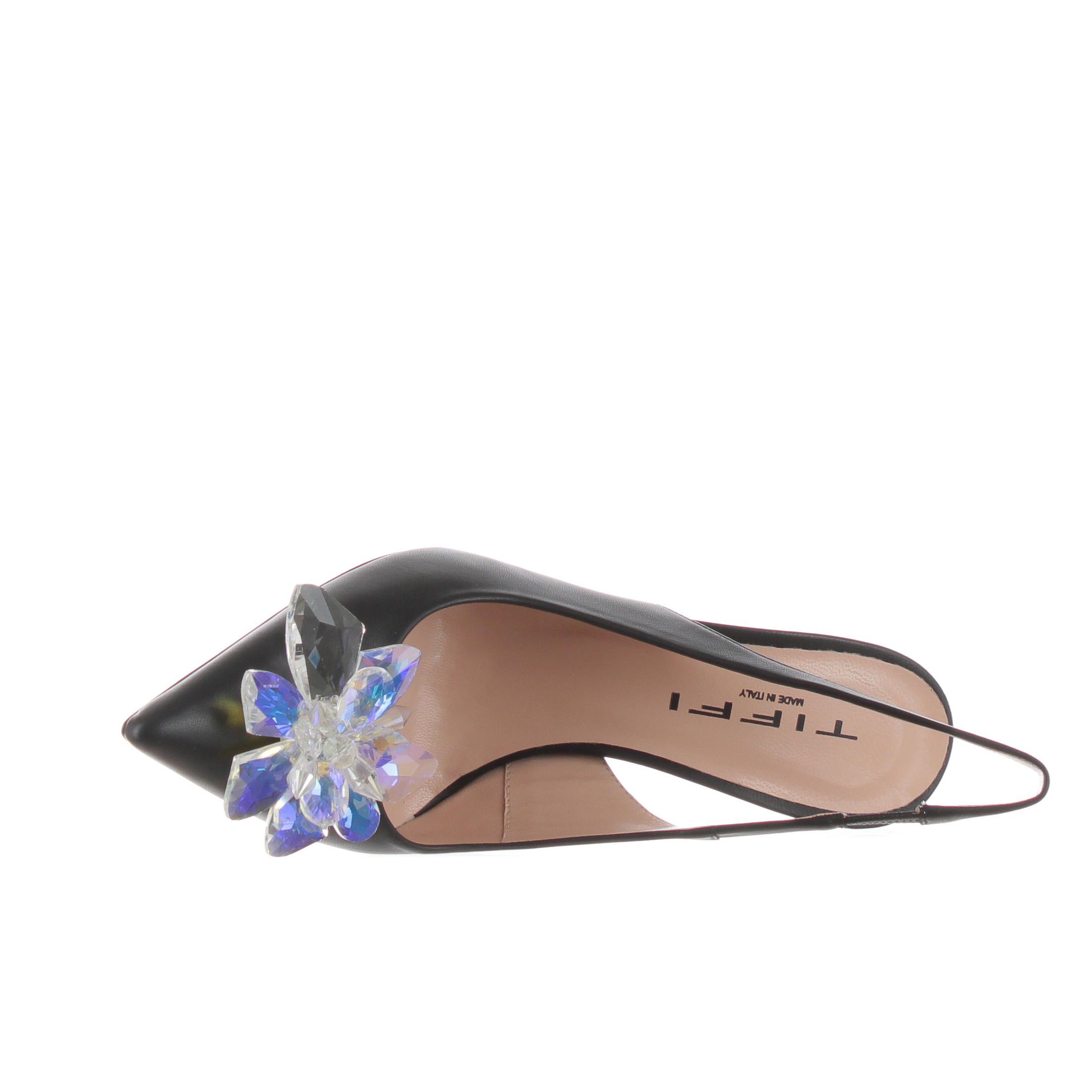 Tiffi décolleté slingback in nappa con fiore da donna