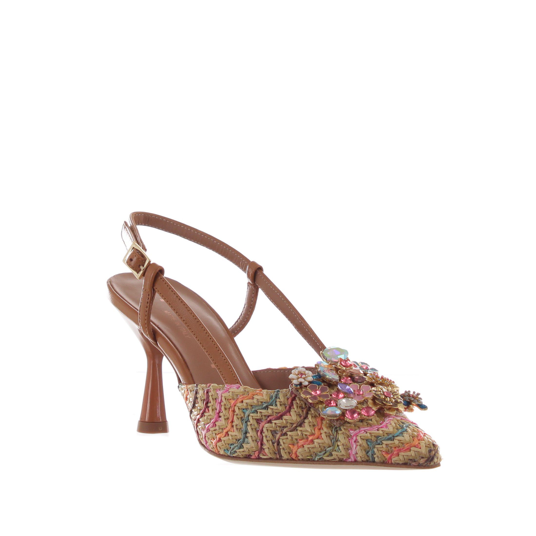 Tiffi décolleté slingback in rafia da donna