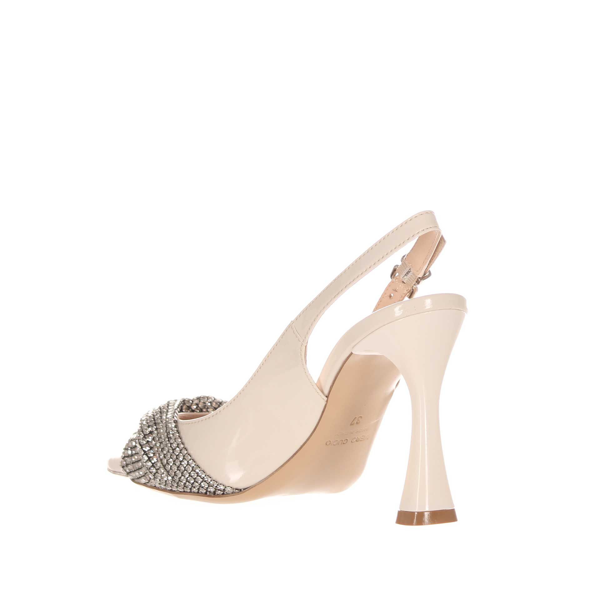 Tiffi décolleté slingback in vernice con fiocco strass da donna