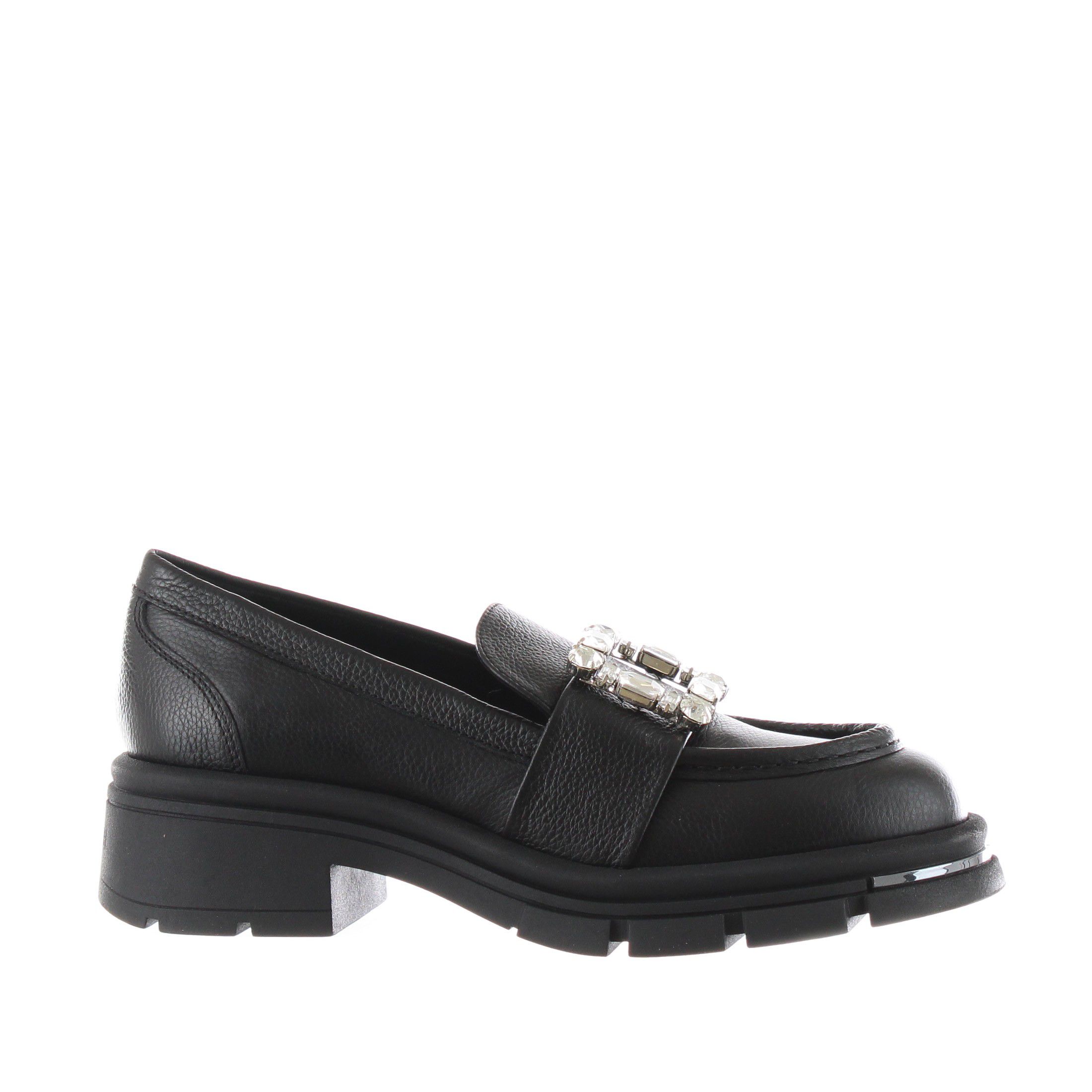 Tiffi mocassino in pelle martellata con pietre da donna
