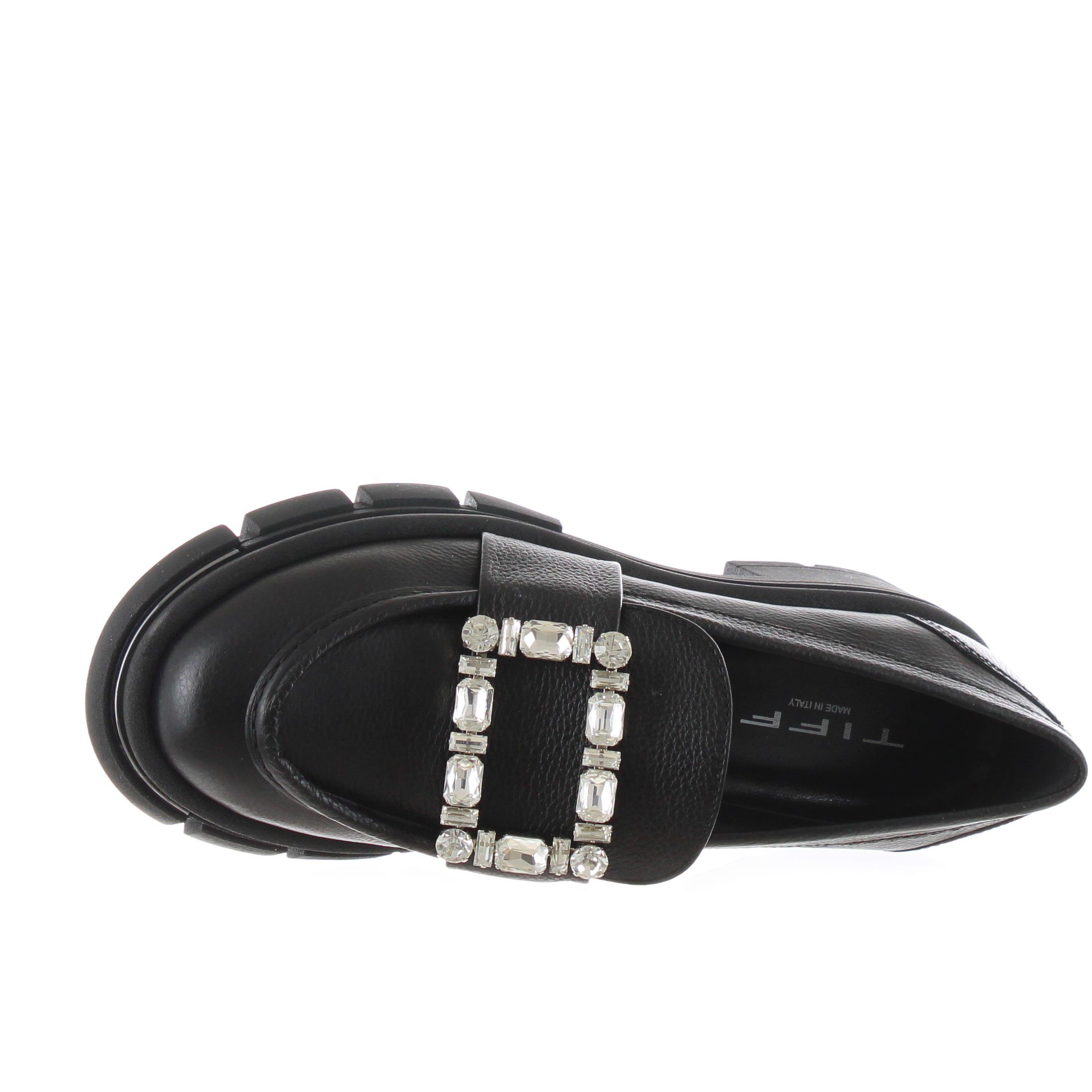 Tiffi mocassino in pelle martellata con pietre da donna