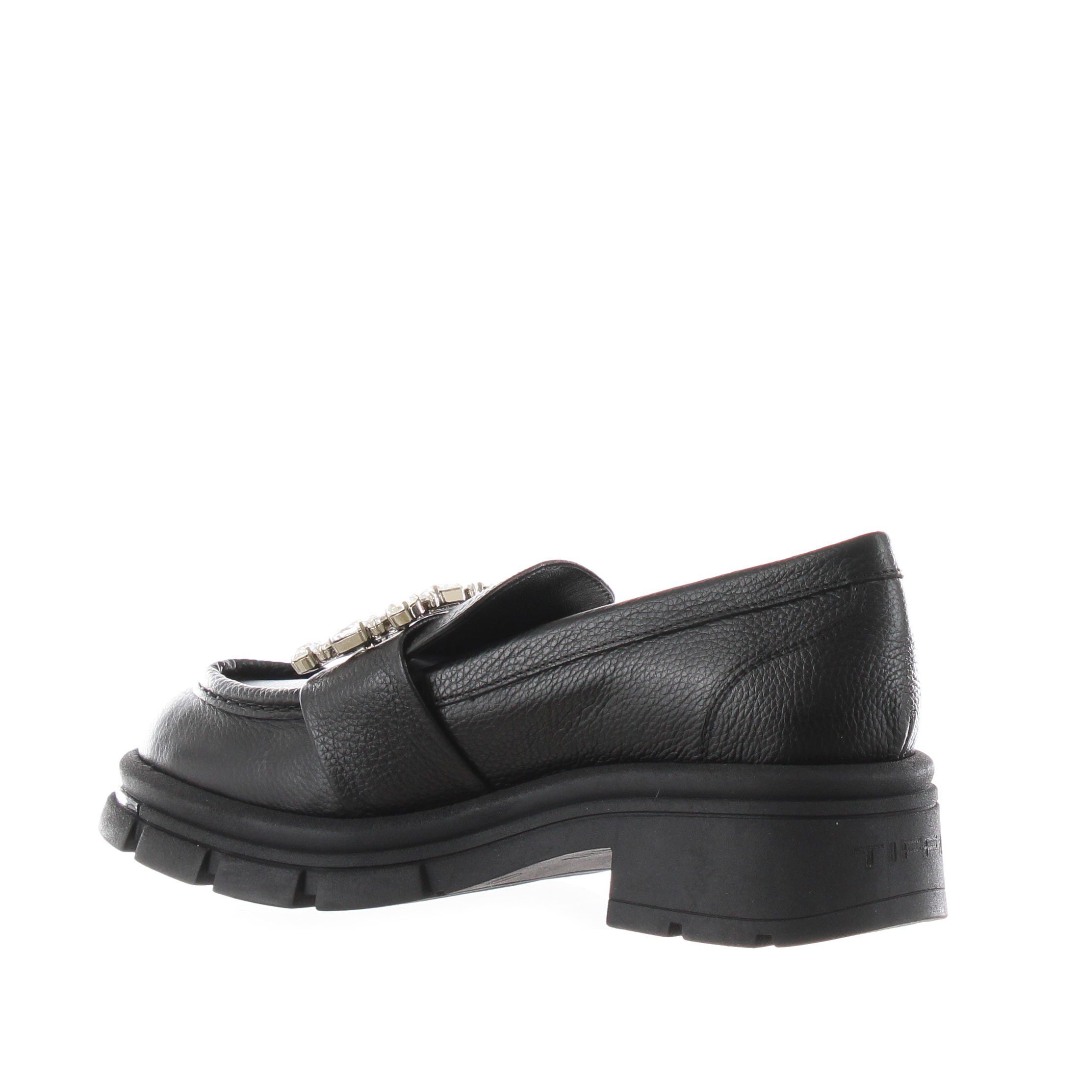 Tiffi mocassino in pelle martellata con pietre da donna