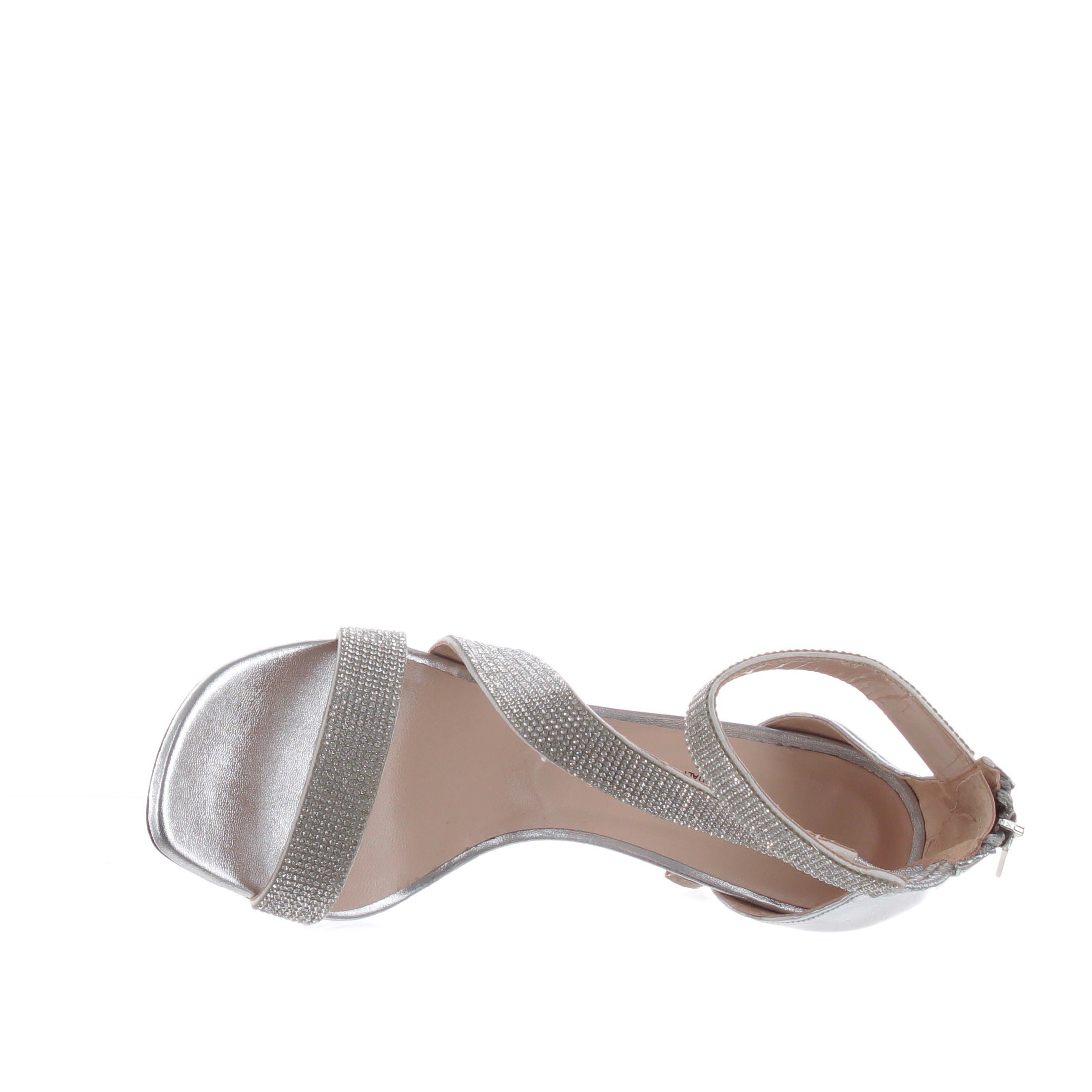 Tiffi sandalo in pelle metal e strass da donna