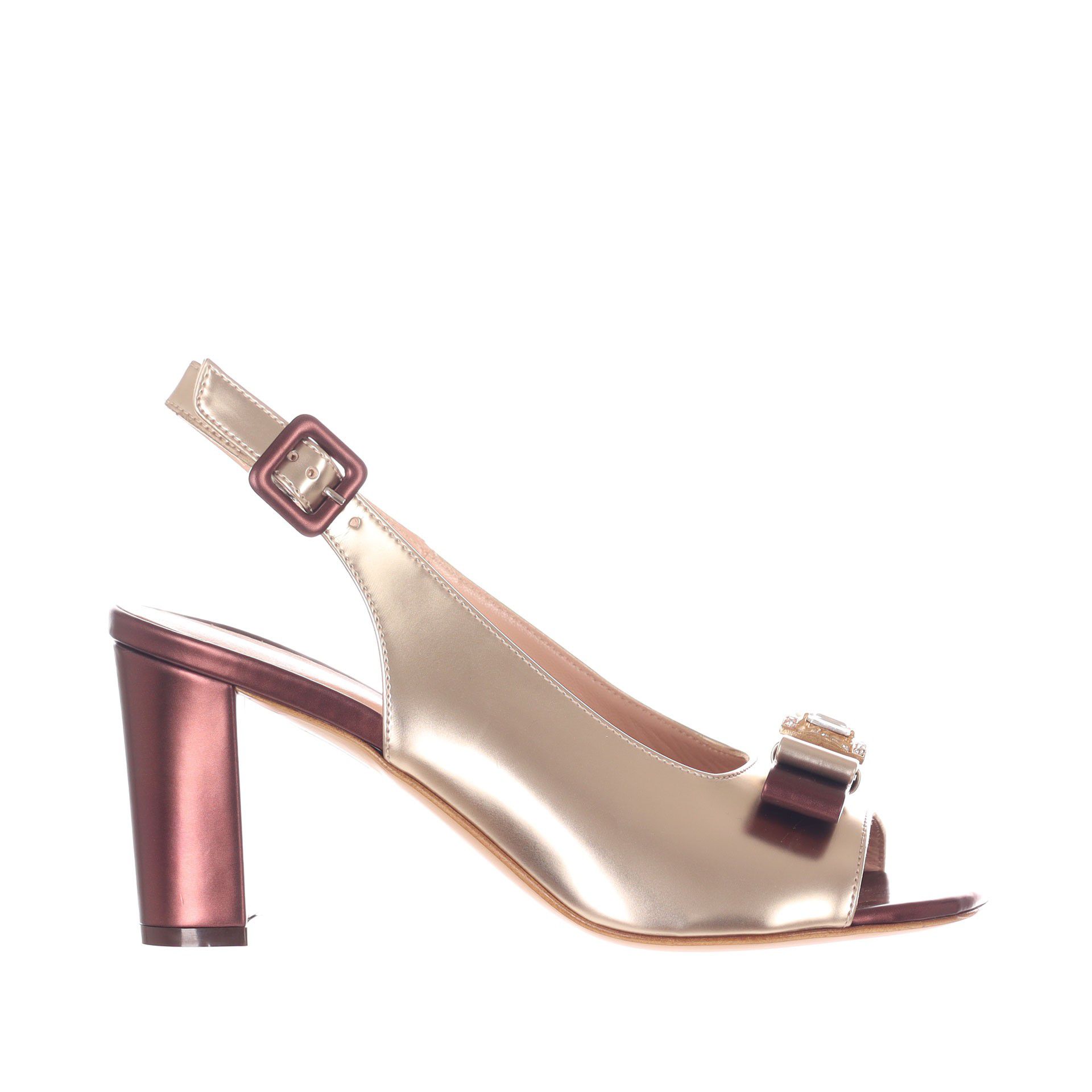 Tiffi sandalo in pelle specchiata opaca da donna