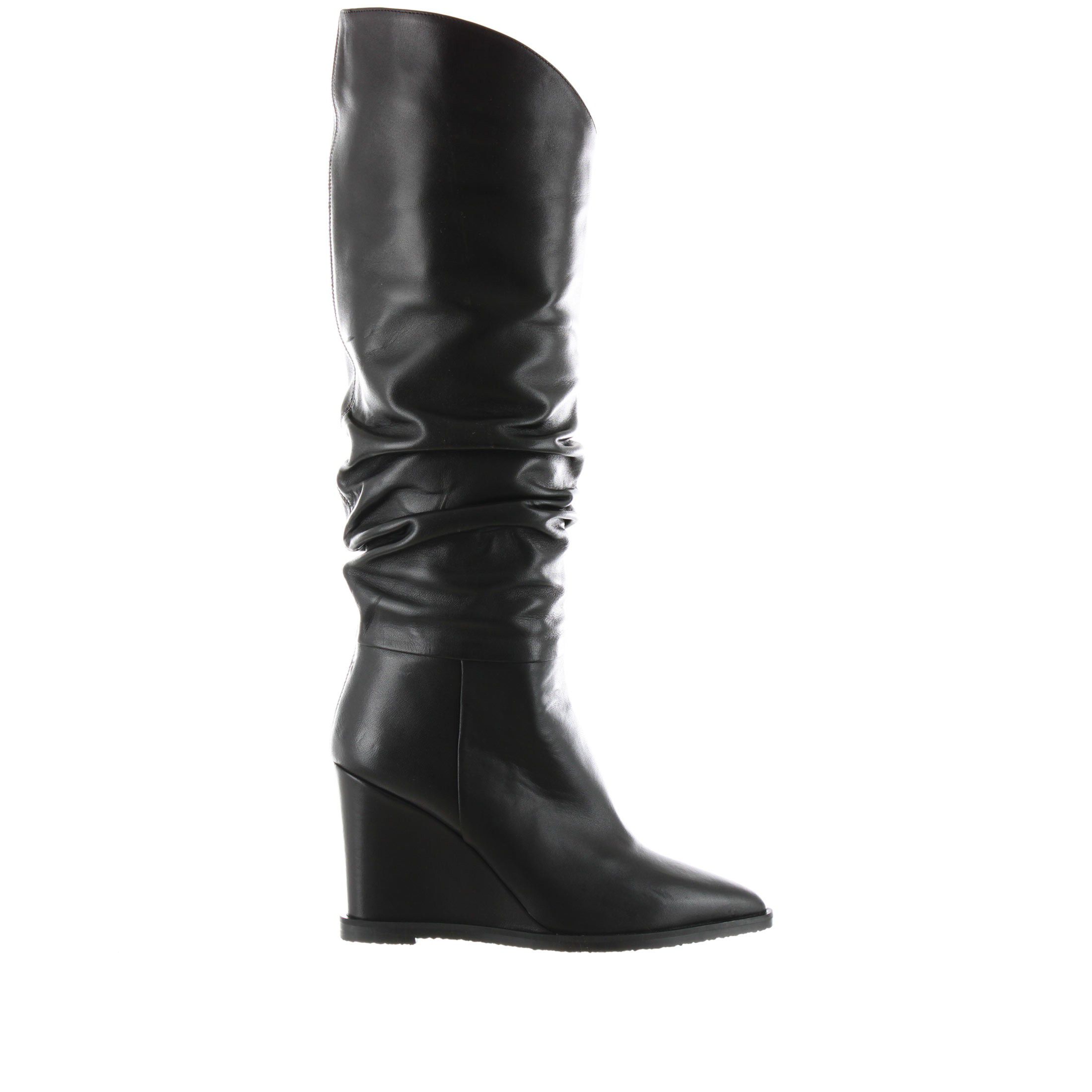 Tiffi stivale in pelle con gambale arricciato da donna