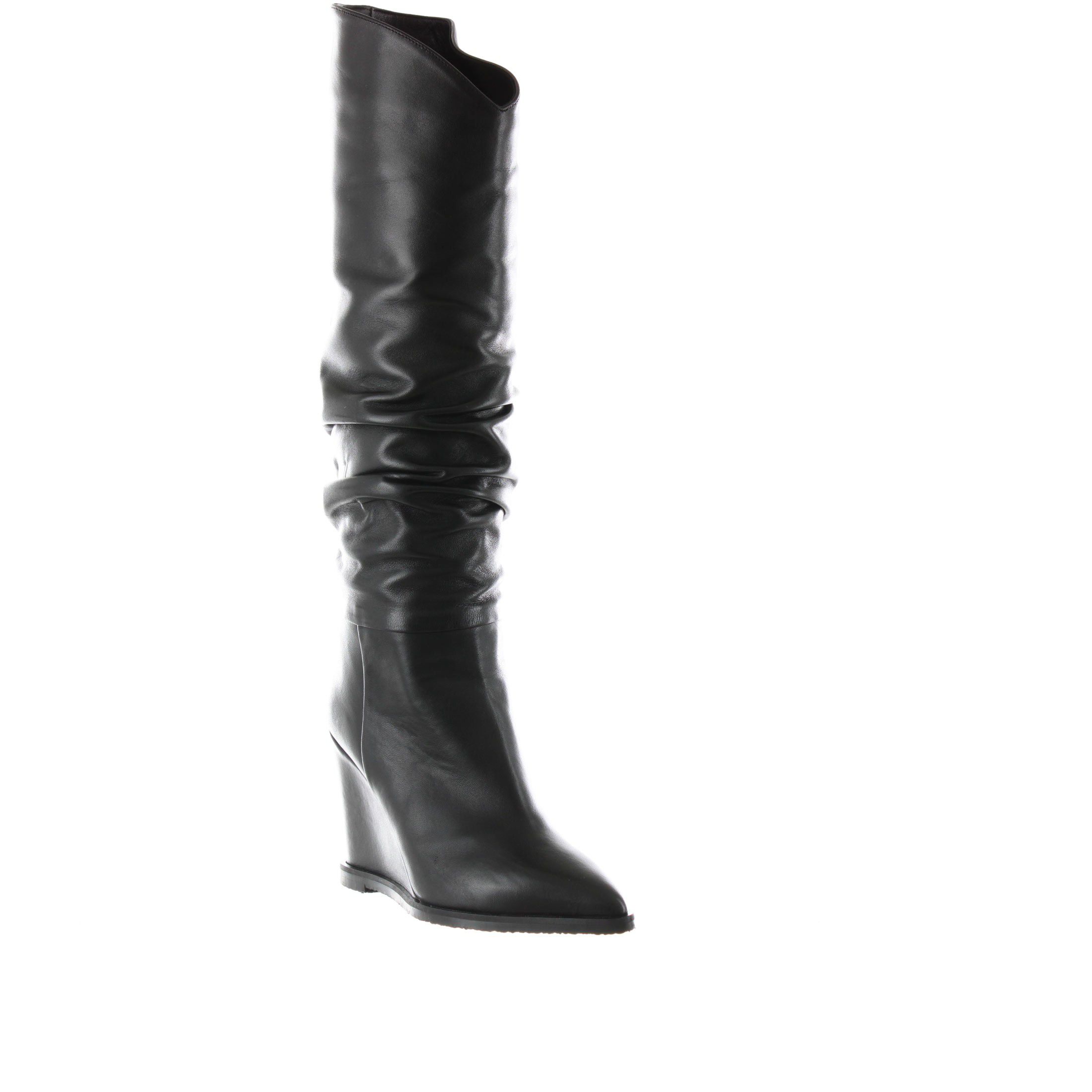 Tiffi stivale in pelle con gambale arricciato da donna