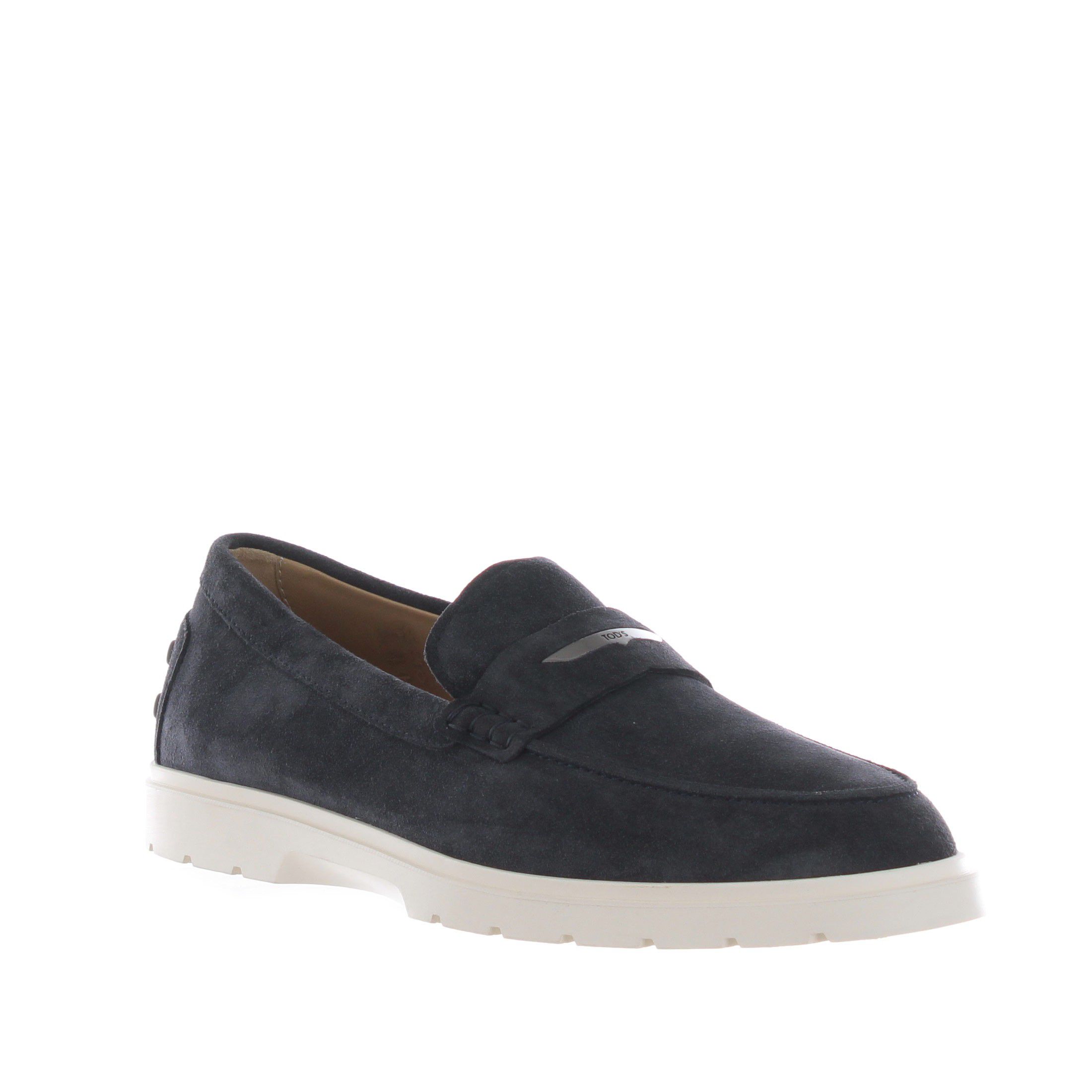 Tod's mocassino in camoscio con suola in gomma da uomo