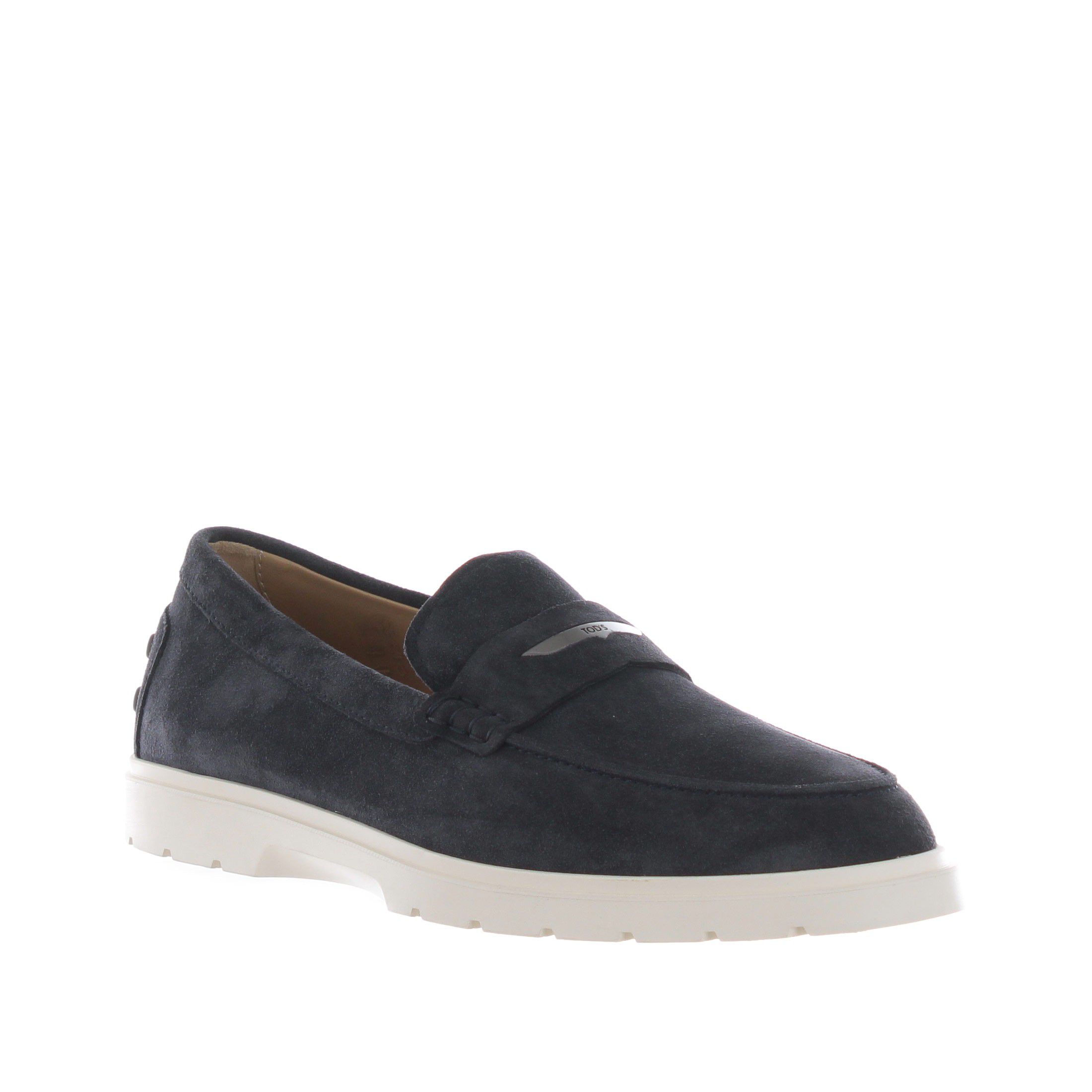 Tod's mocassino in camoscio con suola in gomma da uomo