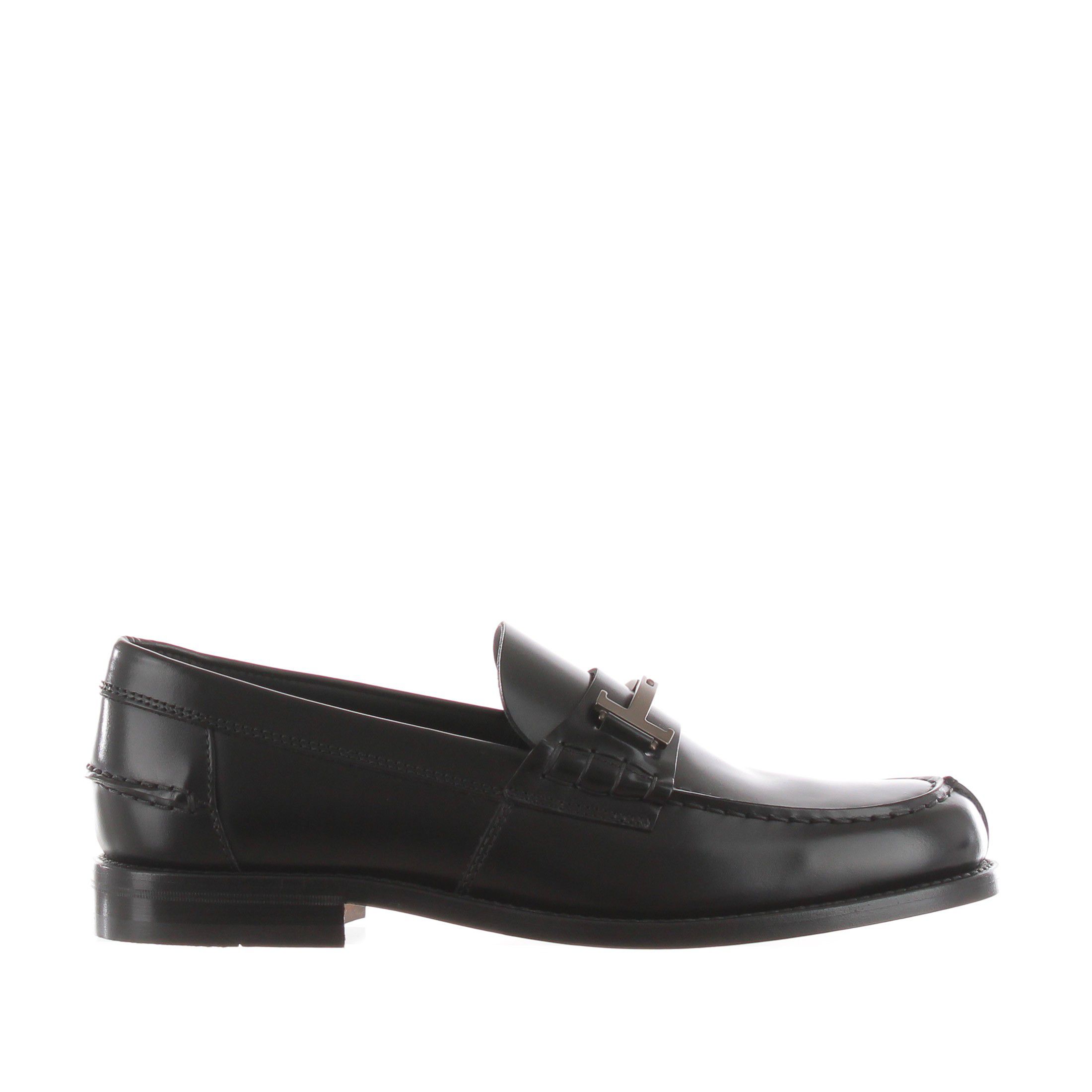 Tod's mocassino in pelle con accessorio double t da uomo