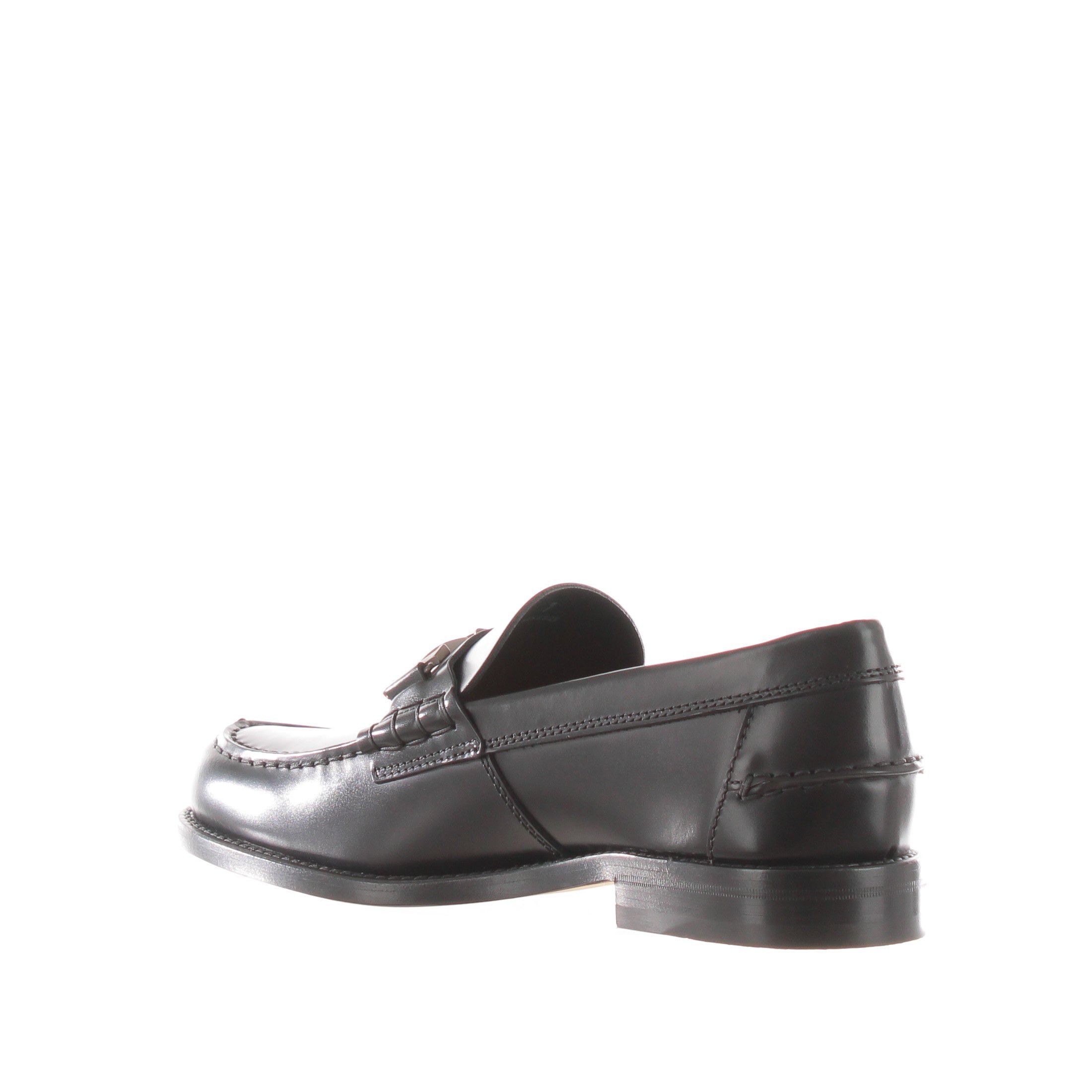 Tod's mocassino in pelle con accessorio double t da uomo