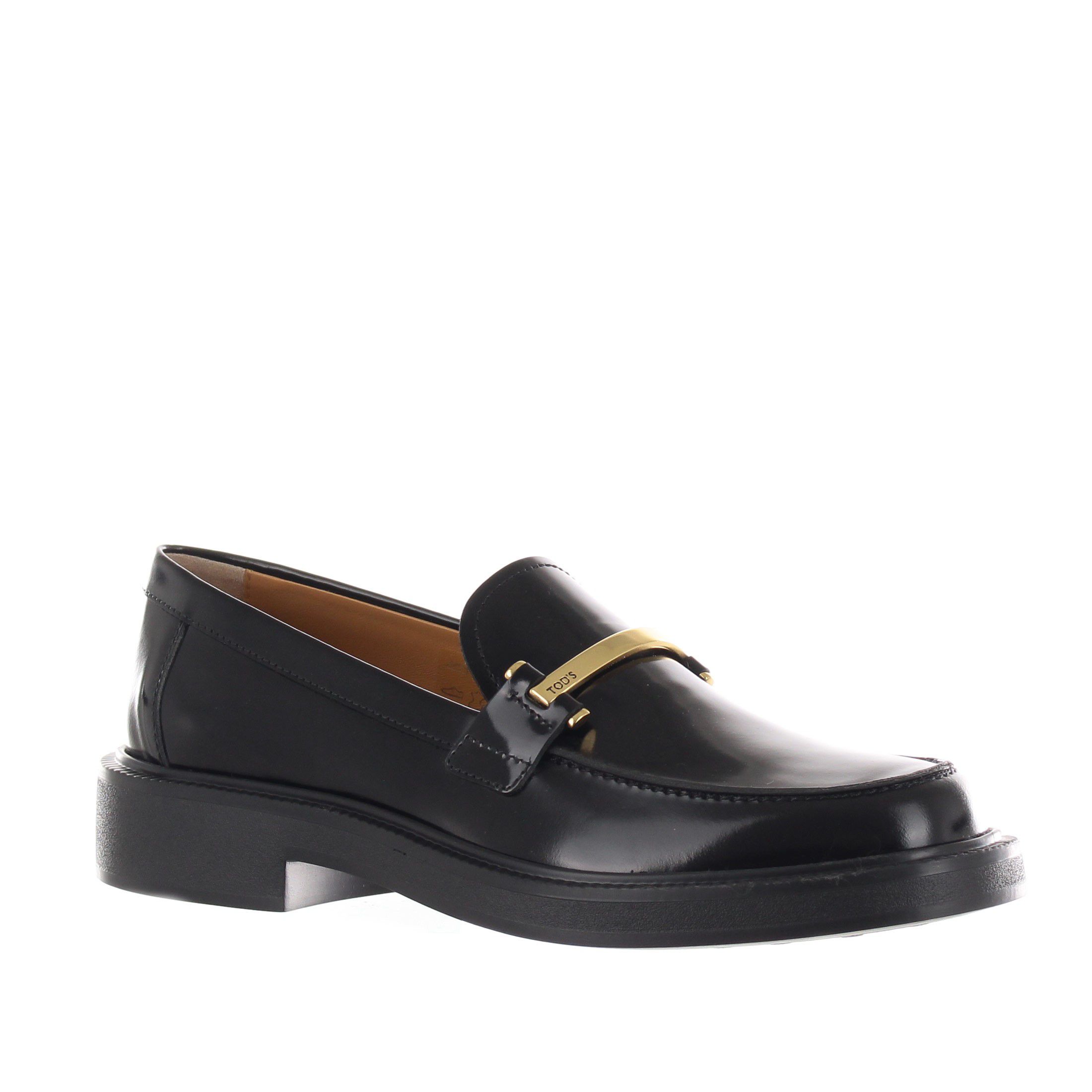 Tod's mocassino in pelle con accessorio metallico da donna
