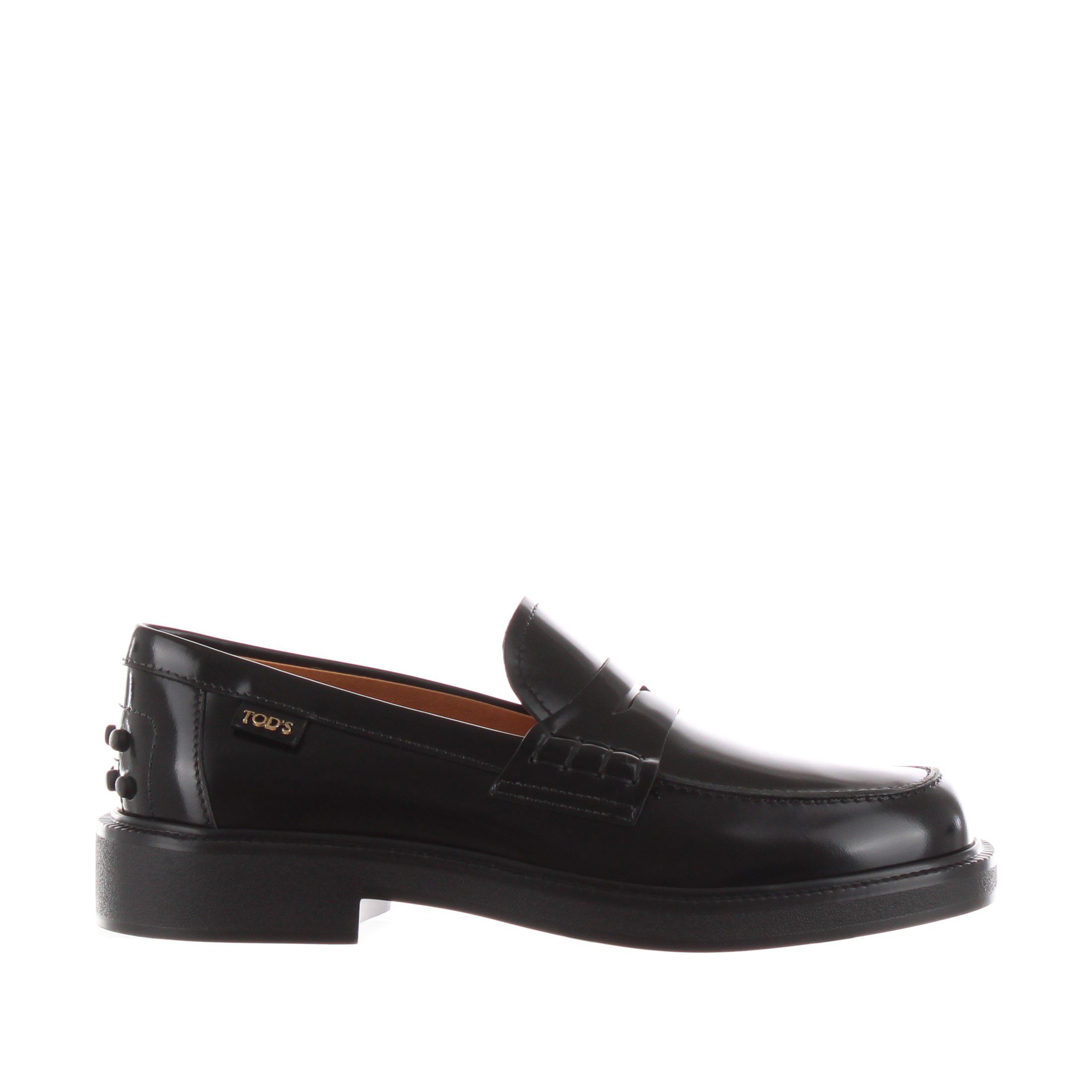 Mocassino in pelle con gommini sul tallone