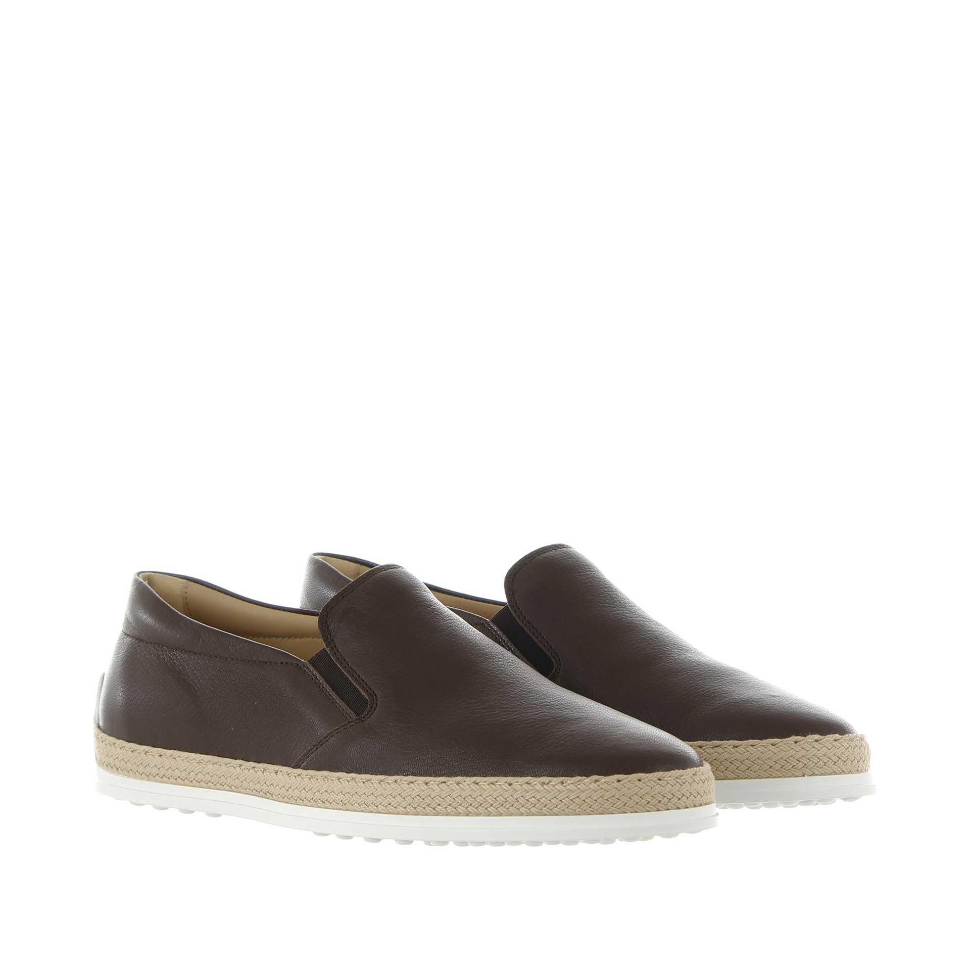 Tod's slip on in pelle con gommini e rafia da uomo