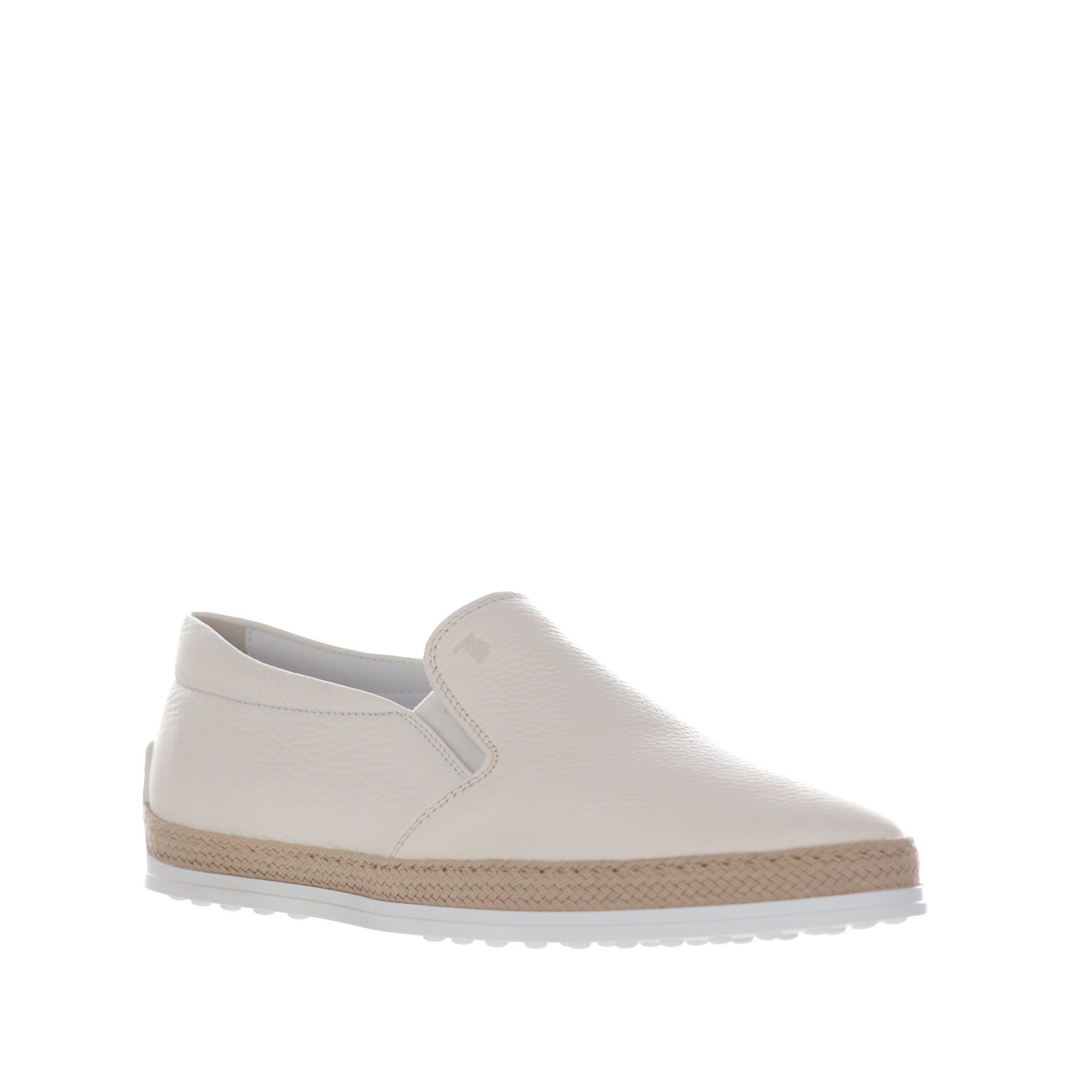 Tod's slip on in pelle martellata con gommini e rafia da uomo