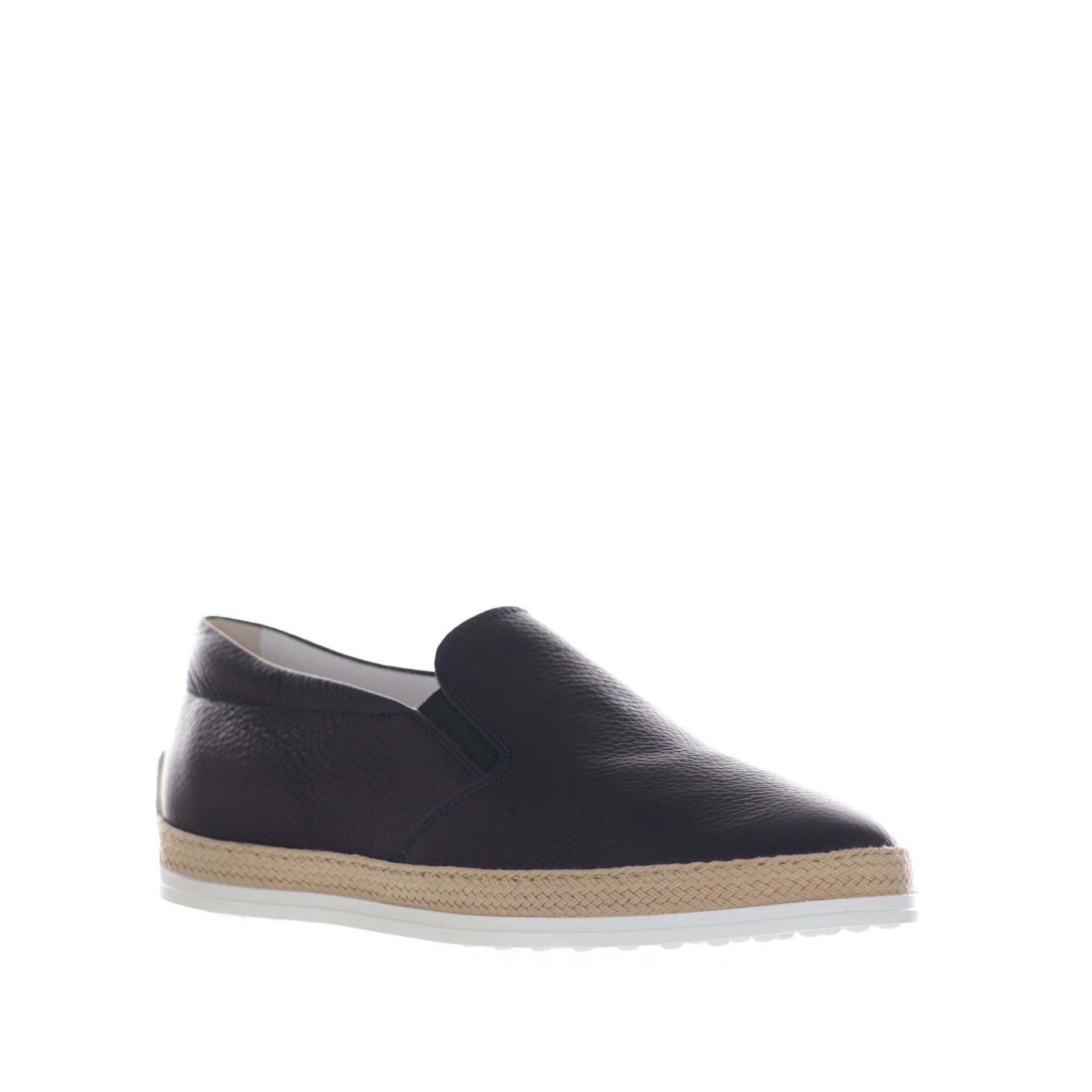 Tod's slip on in pelle martellata con gommini e rafia da uomo