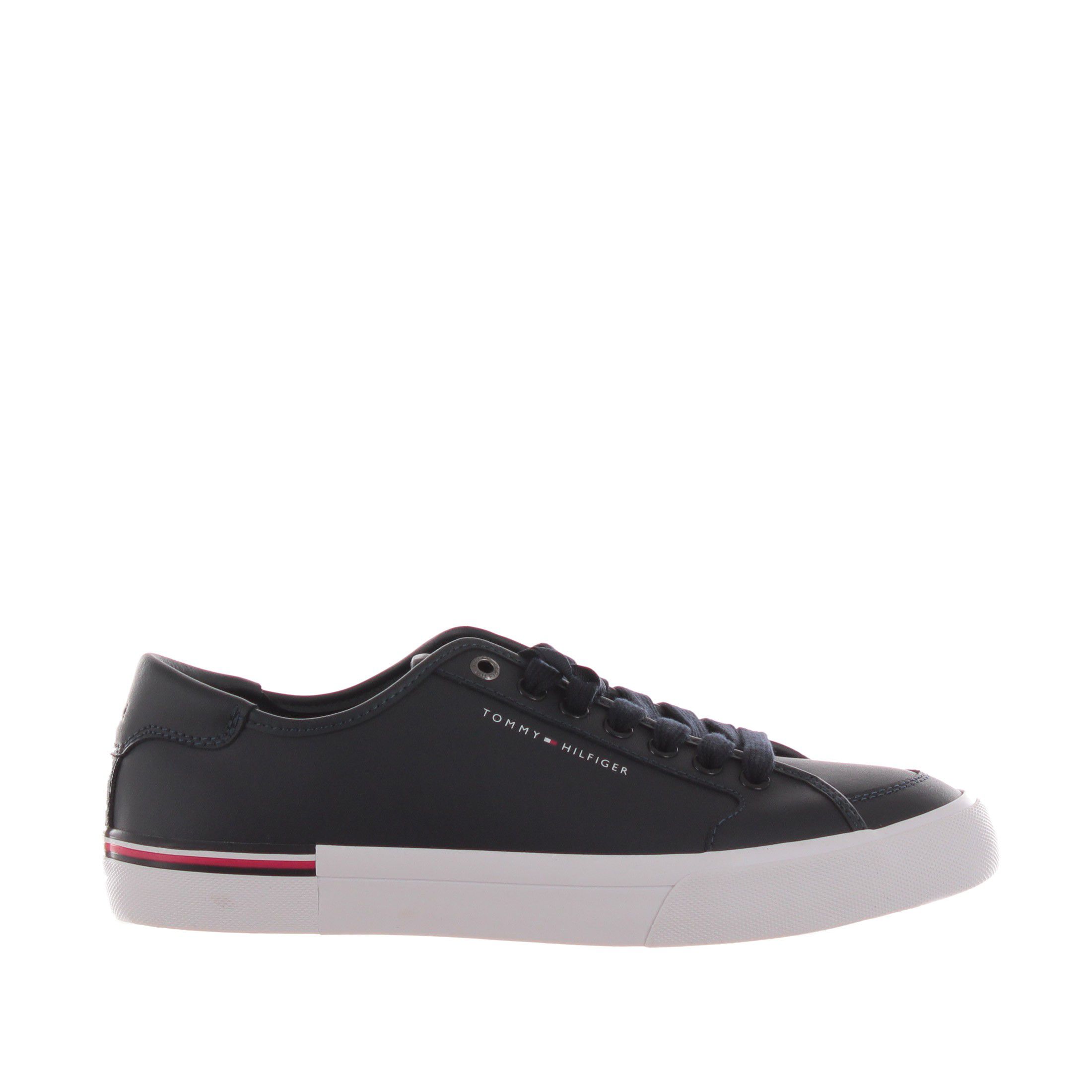 Tommy hilfiger sneakers basse in pelle con logo impresso da uomo
