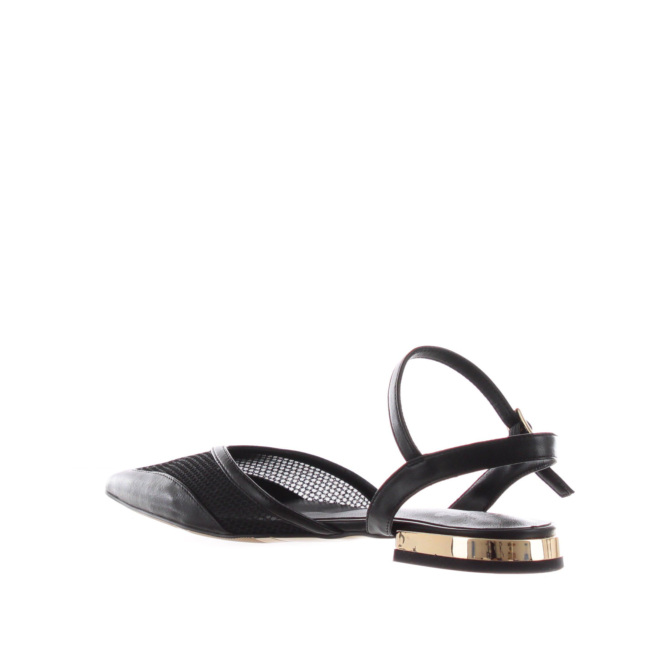 Ballerina slingback in pelle e tessuto a rete