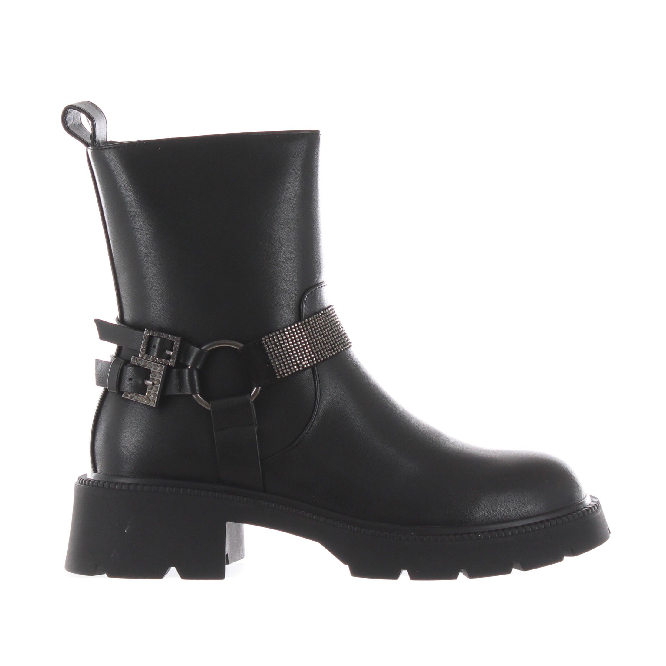 Tua by braccialini stivaletti in pelle con fibbie gioiello da donna