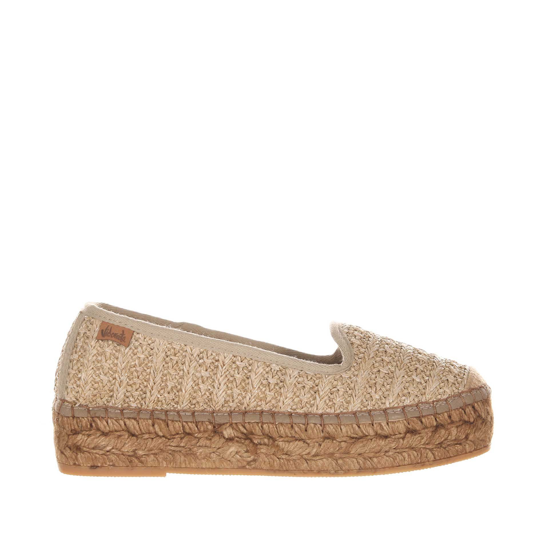 Vidorreta espadrillas loafer in raffia metallizzata da donna