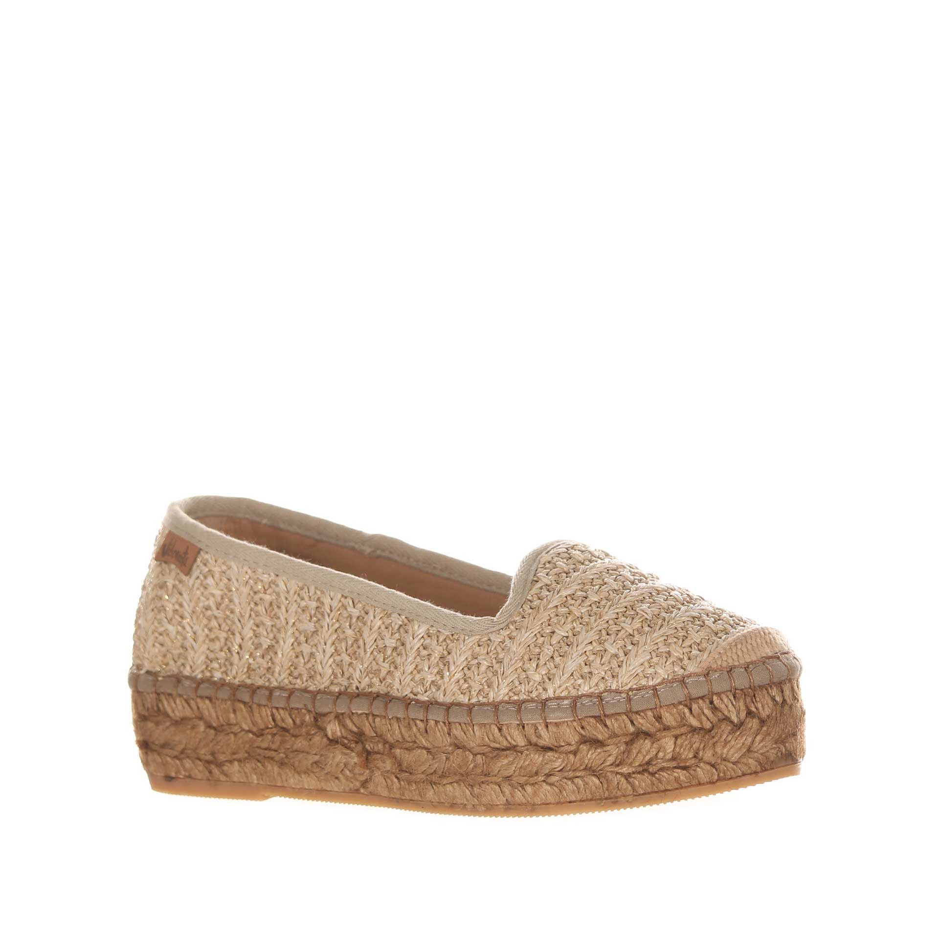Vidorreta espadrillas loafer in raffia metallizzata da donna