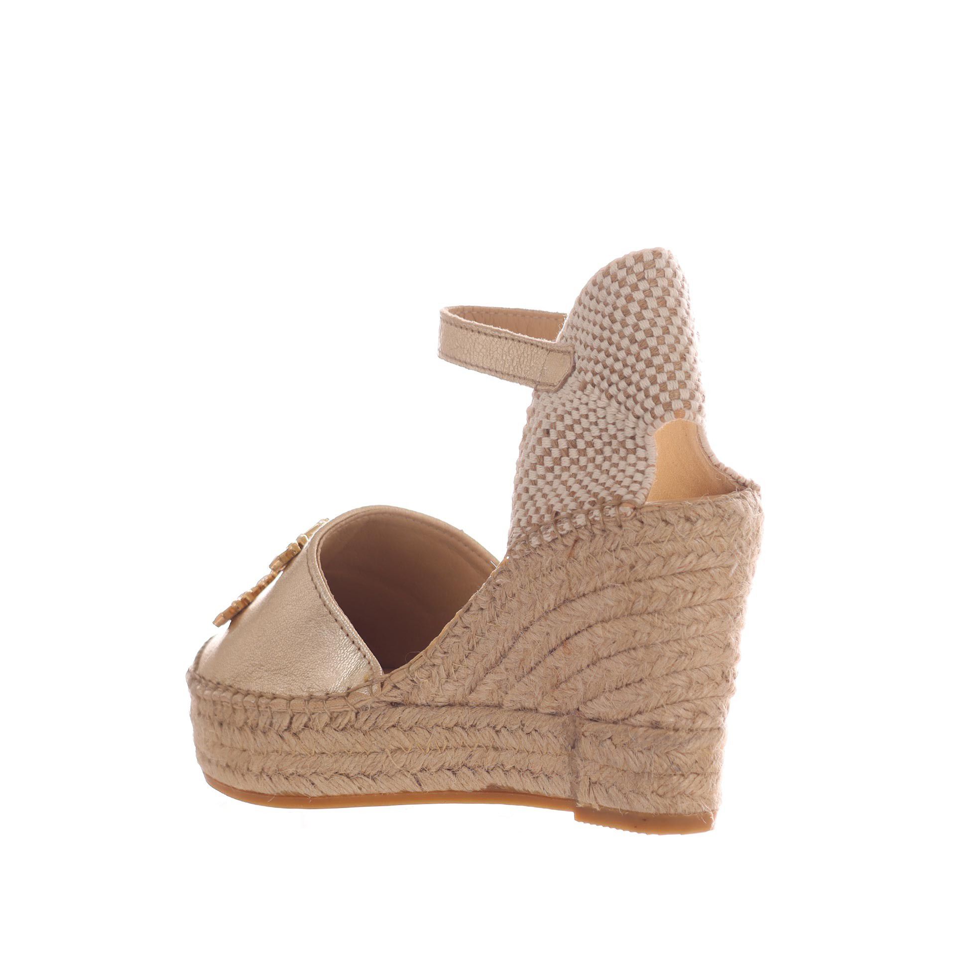 Vidorreta espadrillas valenciana in pelle metal da donna